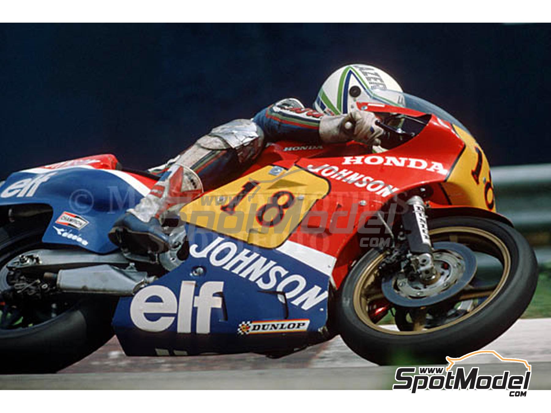 Image 4: Honda RS 500 sponsored by ELF - Imola Moto Grand Prix 1983 | Marking / livery in 1/12 scale , designed by Screendesign  and  manufactured by Print Lab Decals (ref.&nbsp;PLB2-214192)