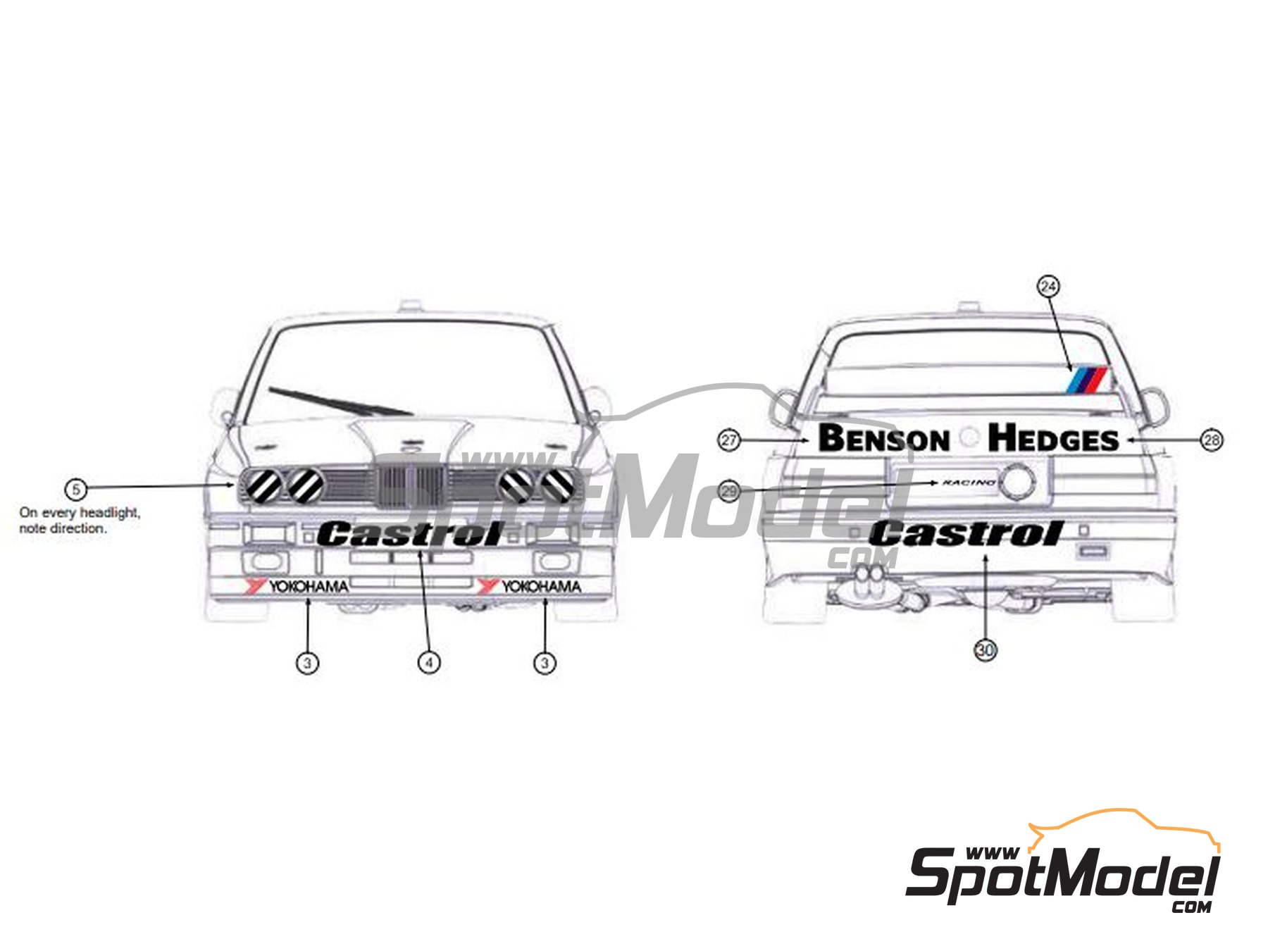 Image 3: BMW M3 E30 sponsored by Benson & Hedges - Tooheys 1000 1992 | Marking / livery in 1/24 scale , designed by Tim van Dooremalen  and  manufactured by Print Lab Decals (ref.&nbsp;PLB2-214603)