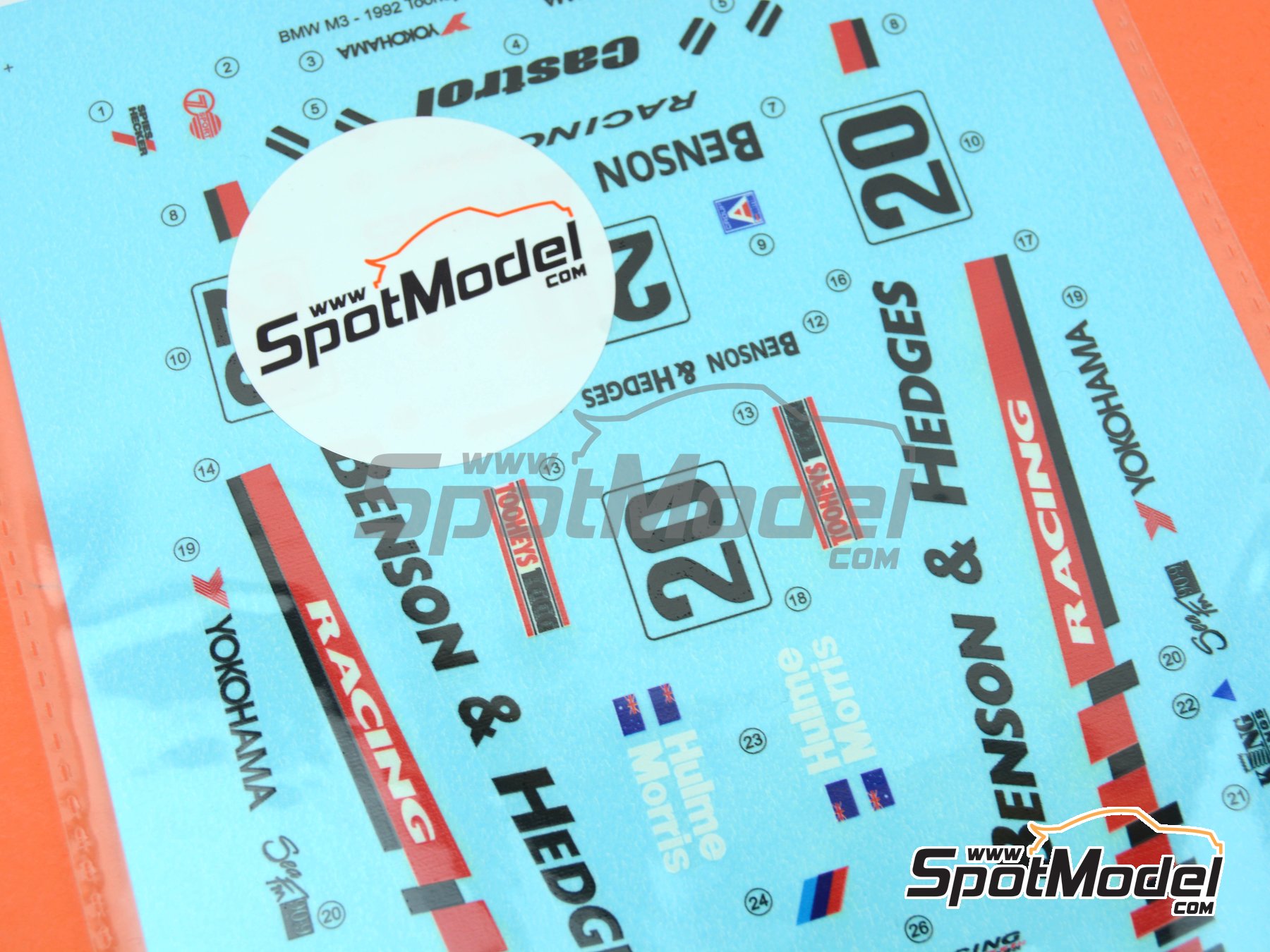 Image 6: BMW M3 E30 sponsored by Benson & Hedges - Tooheys 1000 1992 | Marking / livery in 1/24 scale , designed by Tim van Dooremalen  and  manufactured by Print Lab Decals (ref.&nbsp;PLB2-214603)