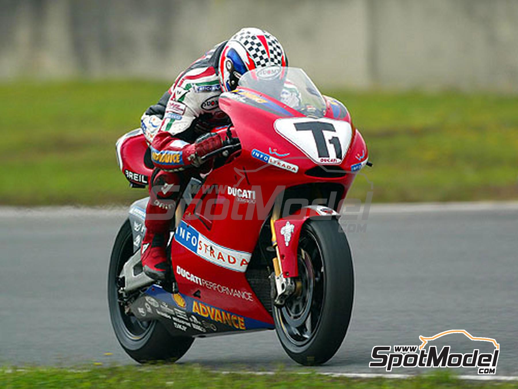 Image 4: Ducati Desmosedici GP4 - Press version 2003 | Marking / livery in 1/12 scale , designed by Screendesign  and  manufactured by Print Lab Decals (ref.&nbsp;PLB2-315206)