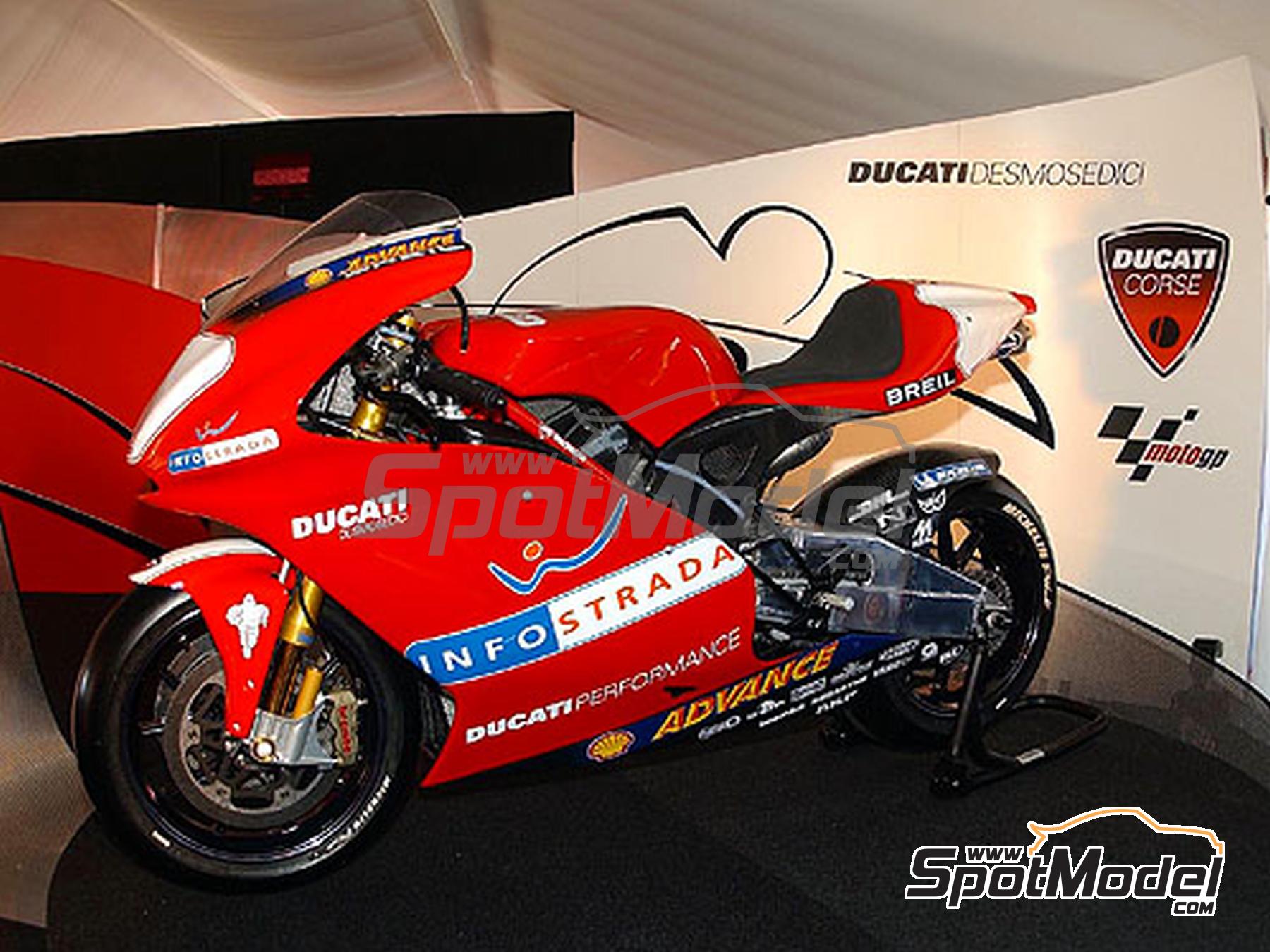 Image 6: Ducati Desmosedici GP4 - Press version 2003 | Marking / livery in 1/12 scale , designed by Screendesign  and  manufactured by Print Lab Decals (ref.&nbsp;PLB2-315206)