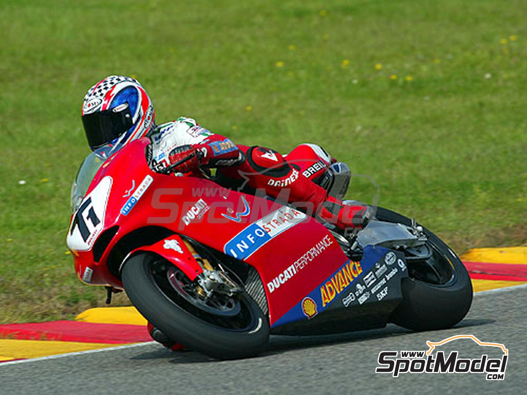 Image 10: Ducati Desmosedici GP4 - Press version 2003 | Marking / livery in 1/12 scale , designed by Screendesign  and  manufactured by Print Lab Decals (ref.&nbsp;PLB2-315206)