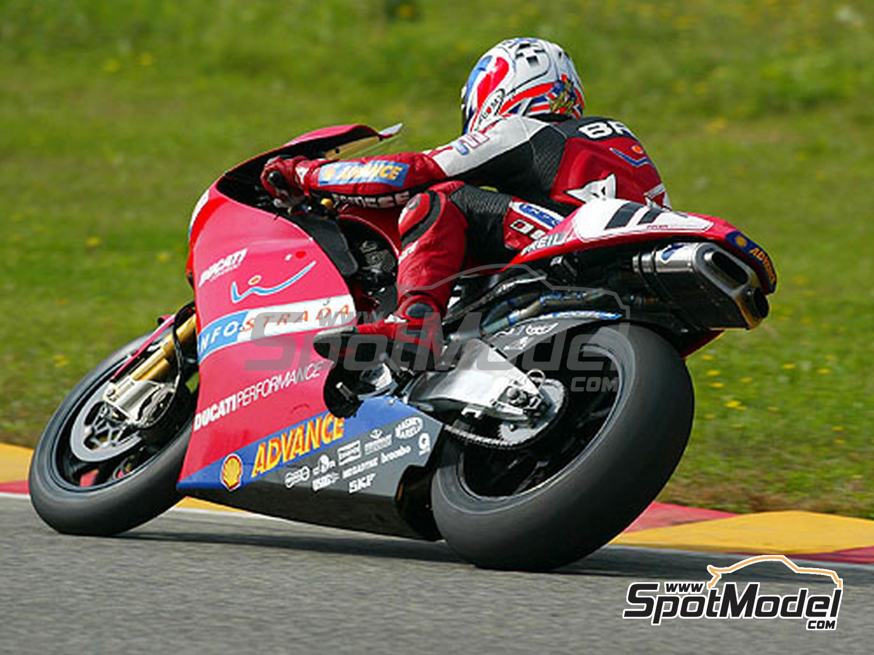 Image 12: Ducati Desmosedici GP4 - Press version 2003 | Marking / livery in 1/12 scale , designed by Screendesign  and  manufactured by Print Lab Decals (ref.&nbsp;PLB2-315206)