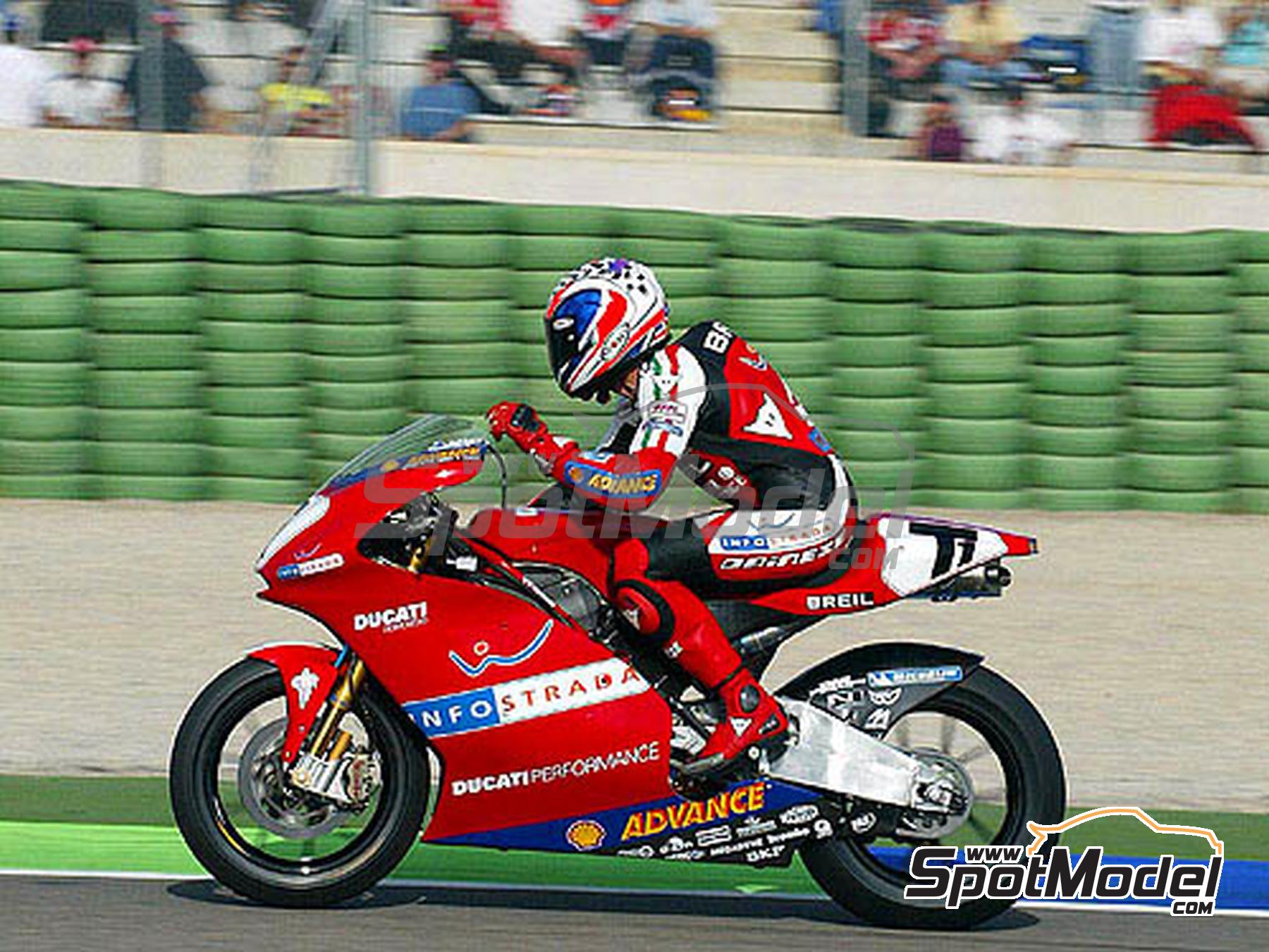 Image 13: Ducati Desmosedici GP4 - Press version 2003 | Marking / livery in 1/12 scale , designed by Screendesign  and  manufactured by Print Lab Decals (ref.&nbsp;PLB2-315206)