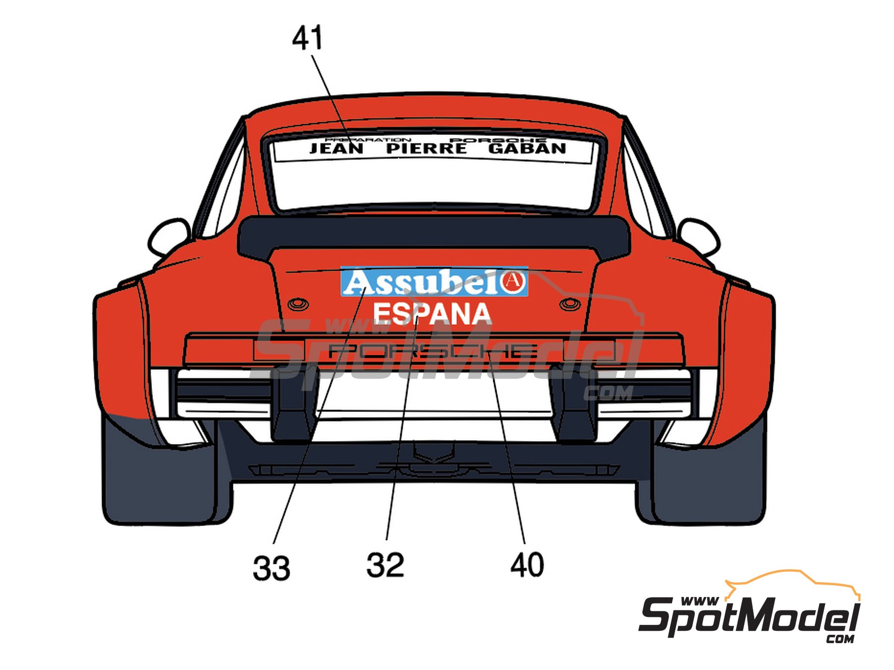 Image 5: Porsche 934 Turbo RSR Group sponsored by Jean Pierre Gaban - 24 Hours Le Mans 1977 | Marking / livery in 1/24 scale , designed by J Banks  and  manufactured by Print Lab Decals (ref.&nbsp;PLB2-368866)