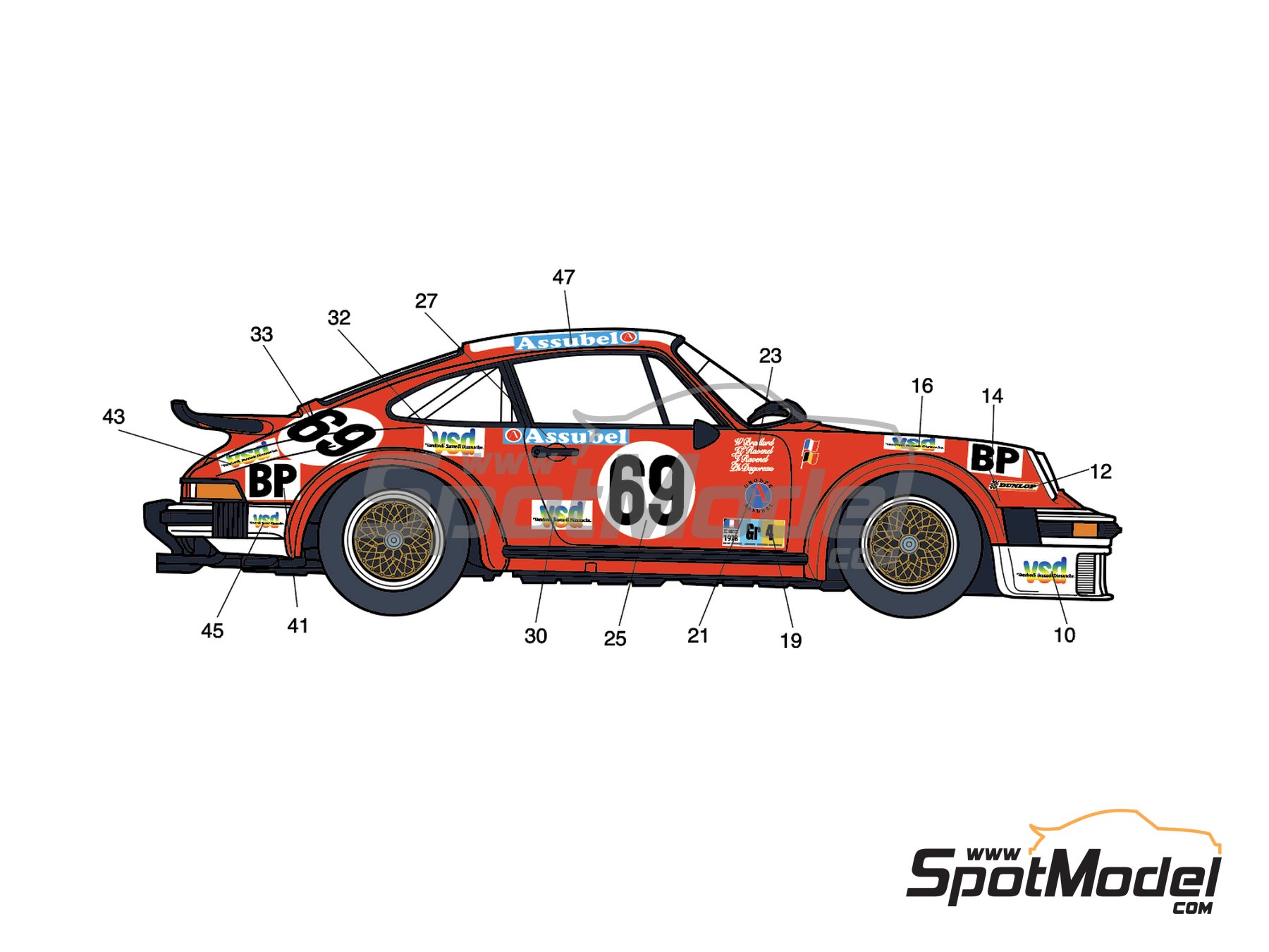#9 MOMO Porsche 934 1977 1/32nd Scale Slot Car Waterslide Decals 