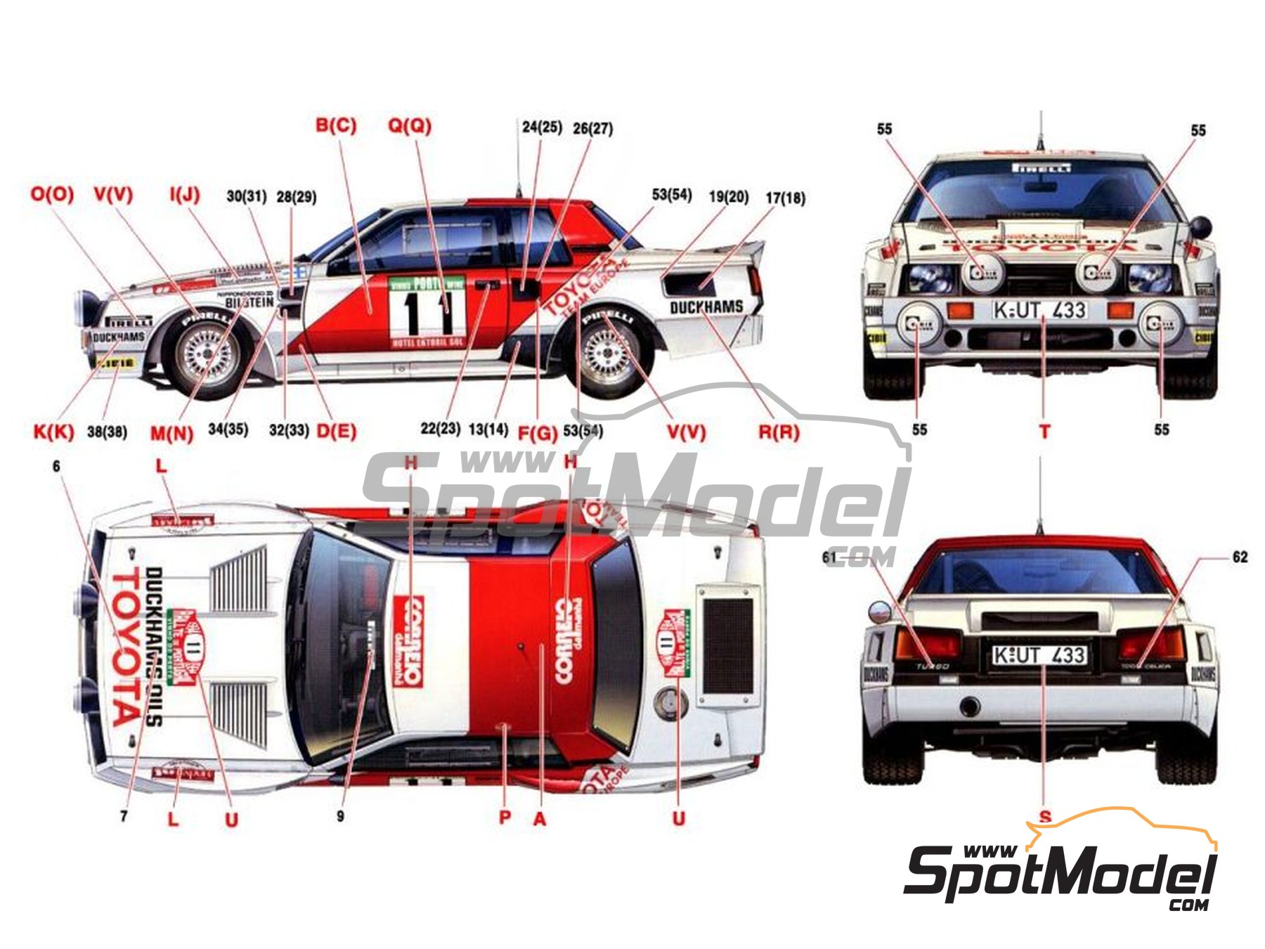 Image 2: Complements and substitution decals for MG Metro Rallye Portugal 1986 Toyota Celica TA64 Rallye Portugal 1984 - Portugal Rally - Vinho do Porto 1984 and 1986 | Marking / livery in 1/24 scale , designed by Jorge Pinho  and  manufactured by Print Lab Decals (ref.&nbsp;PLB2-451188)