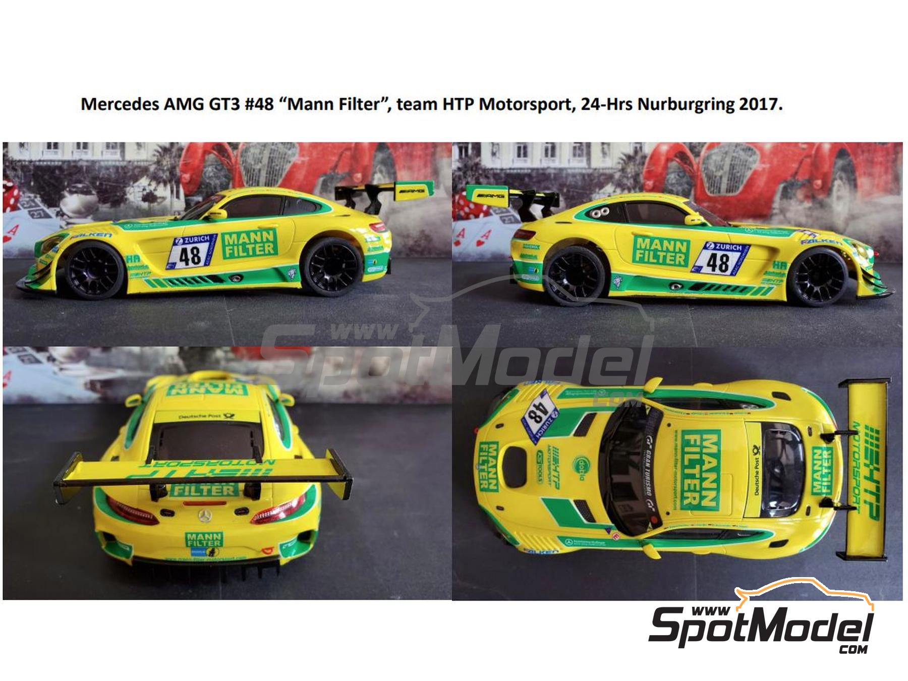 Image 1: Mercedes AMG GT3 HTP Motorsport Team sponsored by Mann Filter - 24 Hours N&uuml;rburgring 2017 | Marking / livery in 1/27 scale , designed by OlivierSD  and  manufactured by Print Lab Decals (ref.&nbsp;PLB2-491277)
