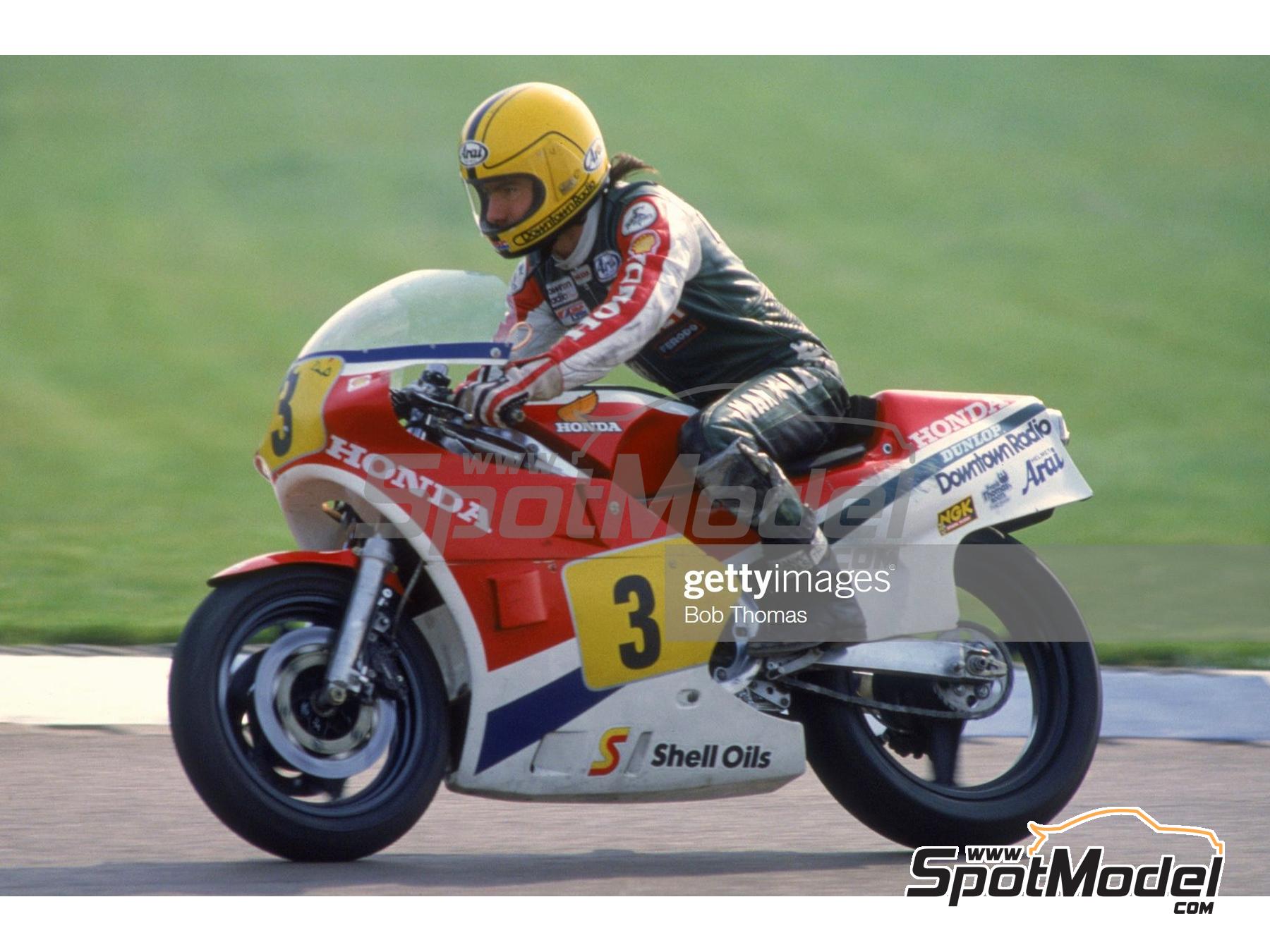 Image 4: Honda RS 500 Brian Coll Racing Team sponsored by Downtown Radio - Ulster Grand Prix, Transatlantic Trophy , Northwest 200 1984 | Marking / livery in 1/12 scale , designed by Screendesign  and  manufactured by Print Lab Decals (ref. PLB2-506862)