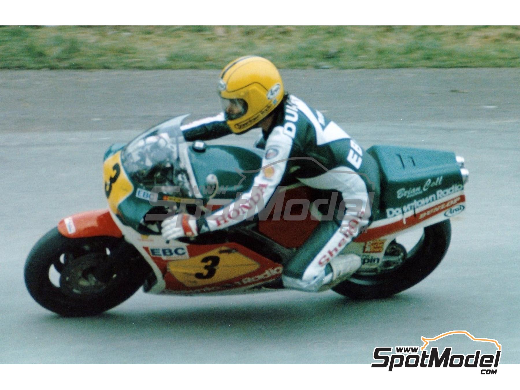 Image 5: Honda RS 500 Brian Coll Racing Team sponsored by Downtown Radio - Ulster Grand Prix, Transatlantic Trophy , Northwest 200 1984 | Marking / livery in 1/12 scale , designed by Screendesign  and  manufactured by Print Lab Decals (ref. PLB2-506862)