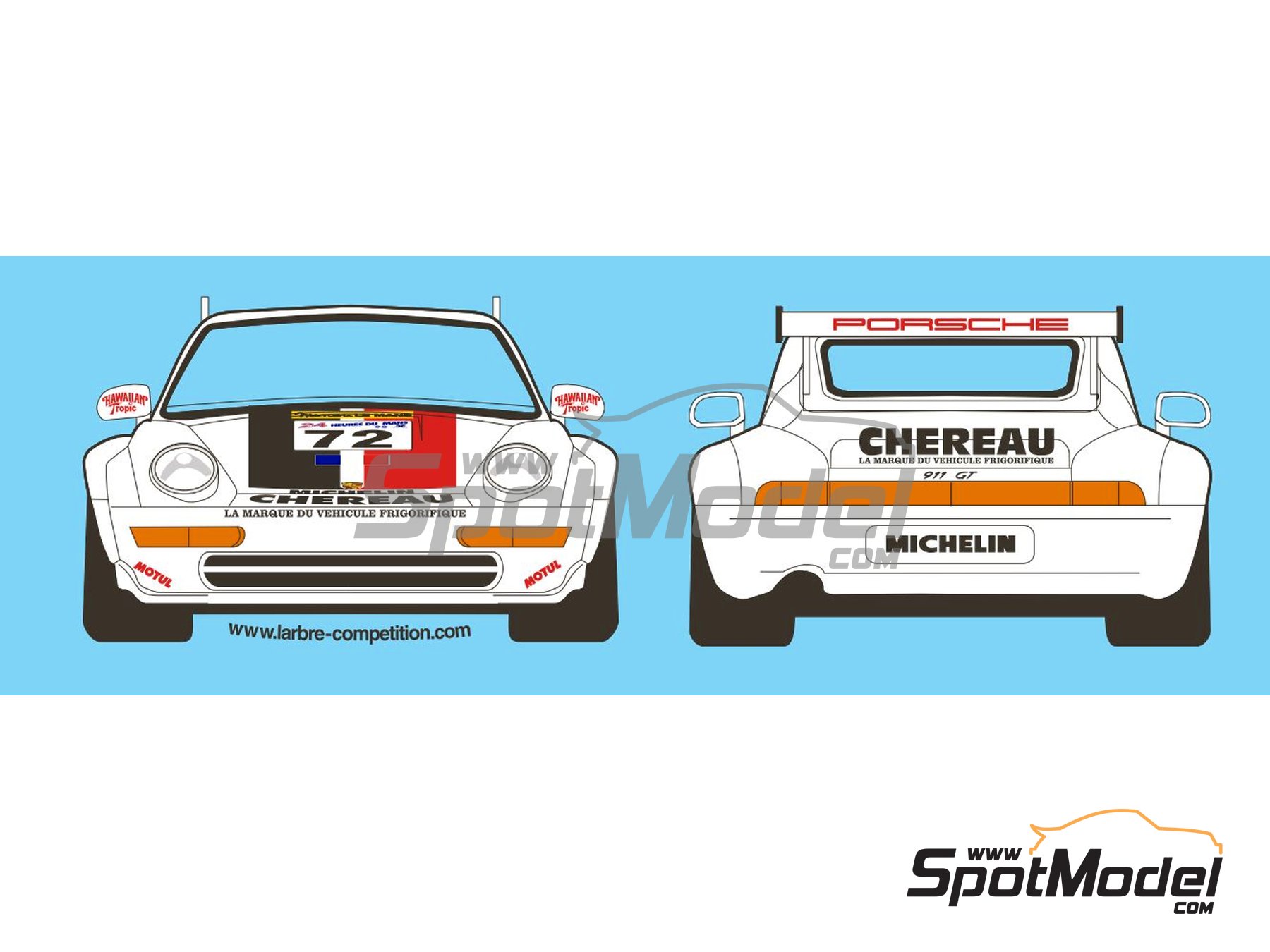 Image 2: Porsche 911 993 GT2 Equipo Chereau Sports - 24 Horas de Le Mans 1998 | Decoración en escala 1/24 , diseñado por Anonymous  y  fabricado por Print Lab Decals (ref. PLB2-569377)