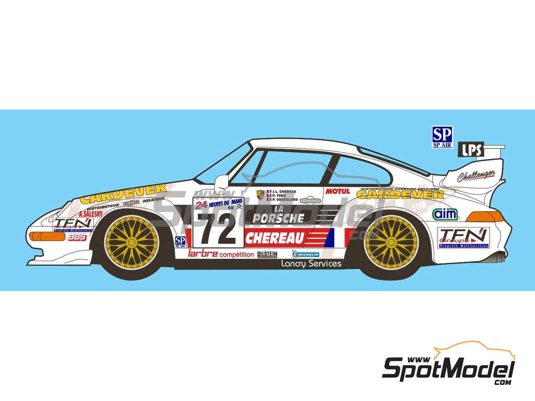 Image 3: Porsche 911 993 GT2 Equipo Chereau Sports - 24 Horas de Le Mans 1998 | Decoración en escala 1/24 , diseñado por Anonymous  y  fabricado por Print Lab Decals (ref. PLB2-569377)