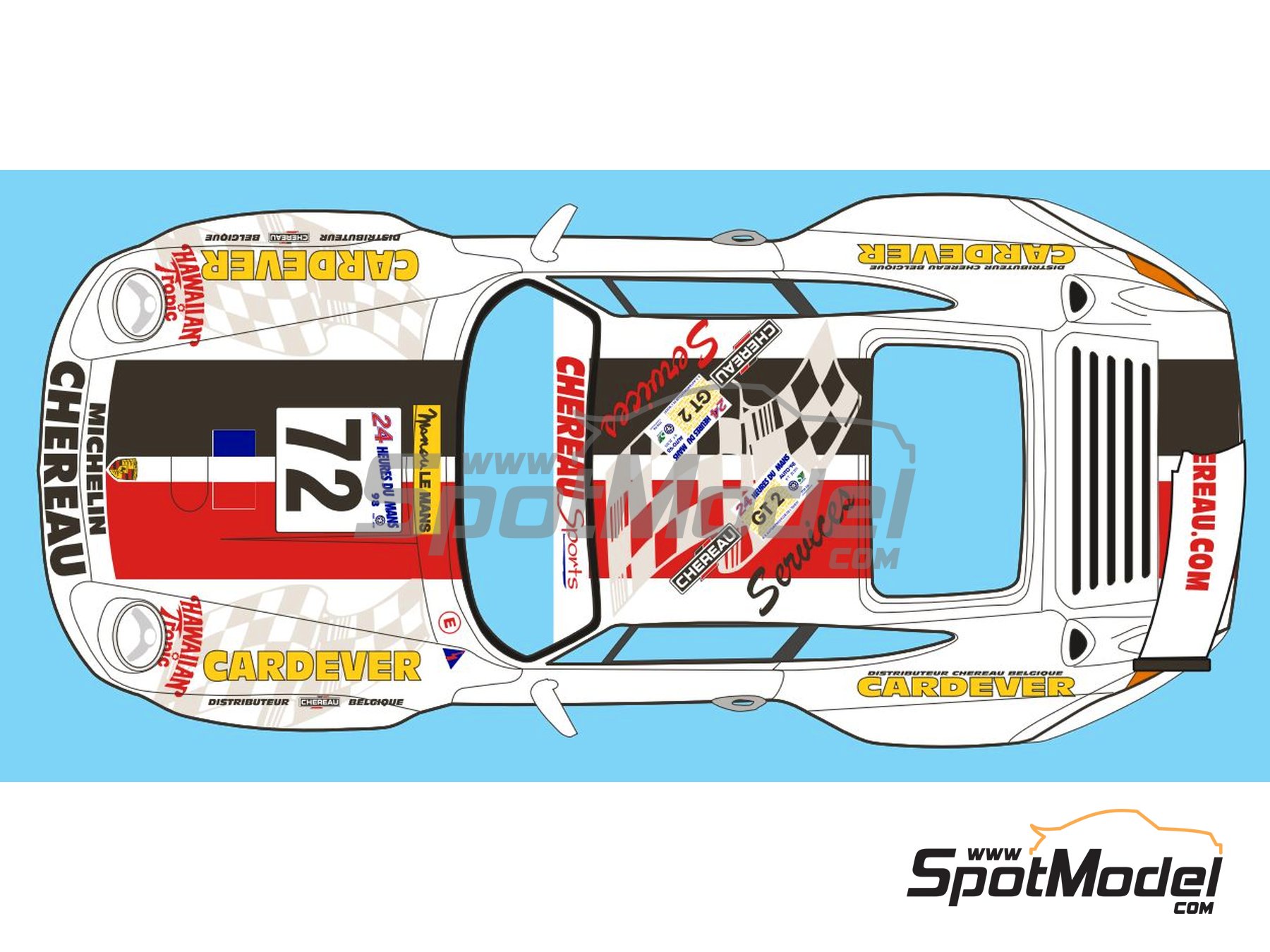 #72 Larbre Competion Porsche GT2 1998 1/43rd Scale Slot Car WATERSLIDE DECALS 