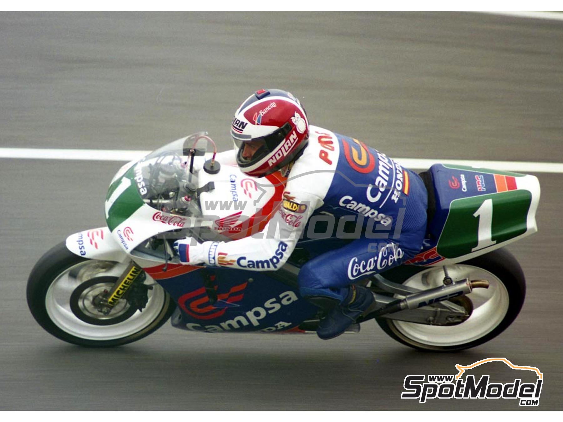 Image 2: Honda NSR250 Equipo Honda Racing patrocinado por Campsa - Campeonato del Mundo de Motociclismo 250cc 1989 | Decoración en escala 1/12 , diseñado por Screendesign  y  fabricado por Print Lab Decals (ref. PLB2-698409)