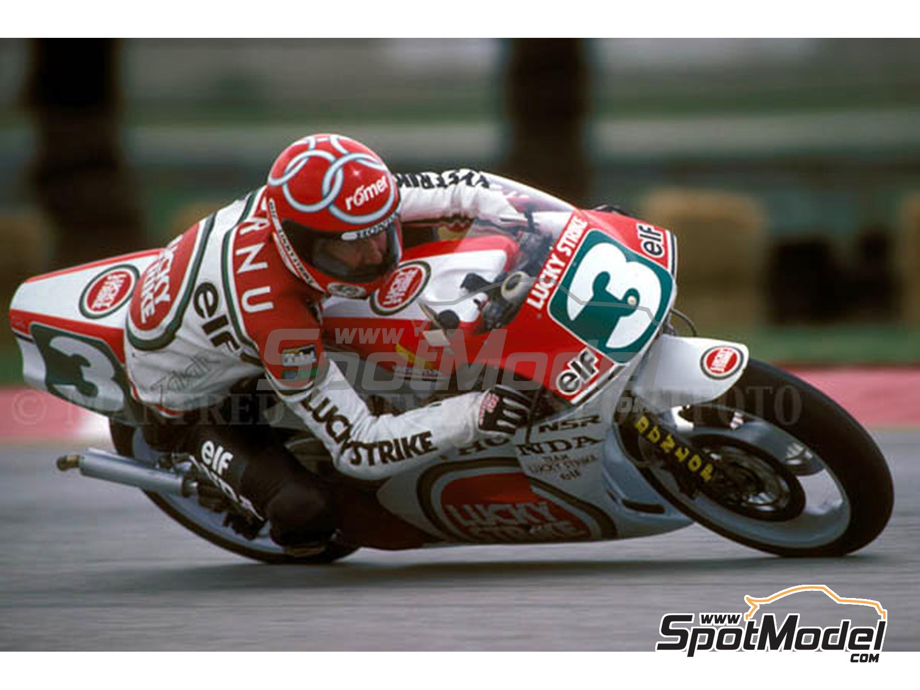 Image 4: Honda NSR250 Lucky Strike Racing Team - 250cc Motorcycle World Championship 1989 | Marking / livery in 1/12 scale , designed by Screendesign  and  manufactured by Print Lab Decals (ref.&nbsp;PLB2-703903)