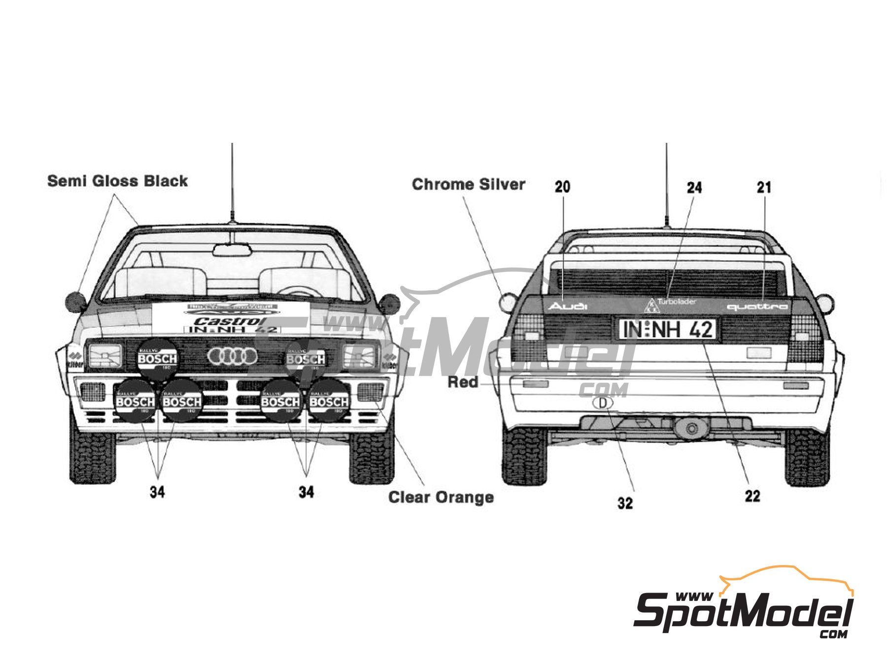 Image 2: Audi Quattro Rally Equipo Audi Sport - Rally de Portugal - Vinho do Porto 1982 | Decoraci&oacute;n en escala&nbsp;1/24 , dise&ntilde;ado por Jorge Pinho  y  fabricado por Print Lab Decals (ref.&nbsp;PLB2-778520)