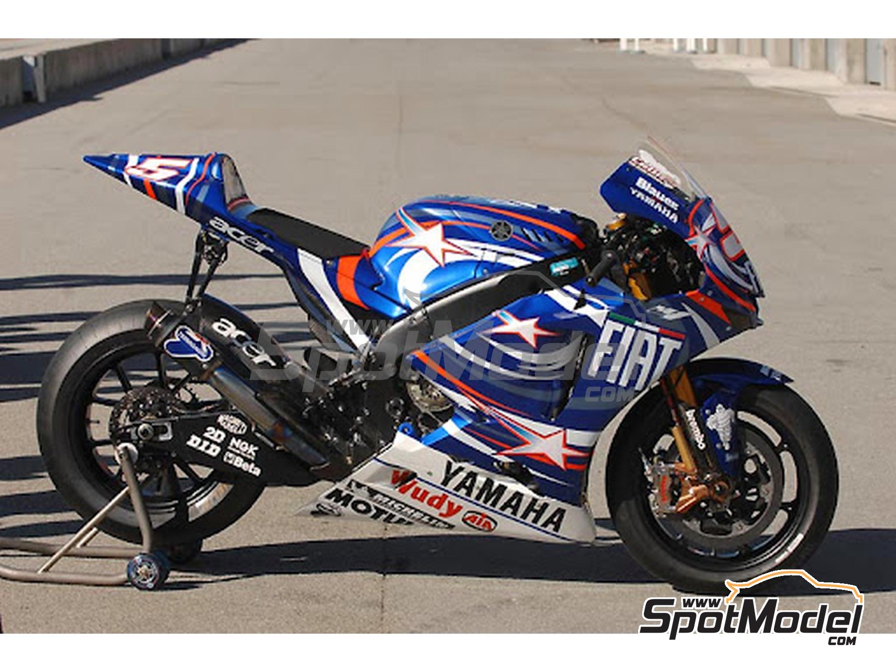 Image 2: Yamaha YZR-M1 Fiat Yamaha Team sponsored by Acer, Wudy - Laguna Seca Moto GP Grand Prix 2007 | Marking / livery in 1/12 scale , designed by Screendesign  and  manufactured by Print Lab Decals (ref. PLB2-889600)