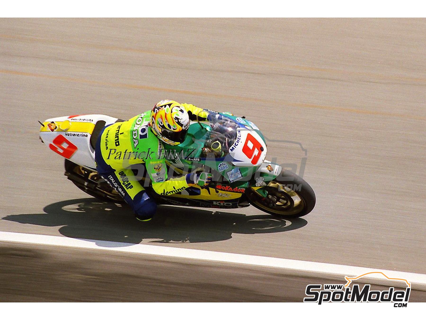 Image 2: Honda NSR500 Honda Gresini Team sponsored by Mobil - Motorcycle World Championship 1998 | Marking / livery in 1/12 scale , designed by screendesign  and  manufactured by Print Lab Decals (ref.&nbsp;PLB2-932668)