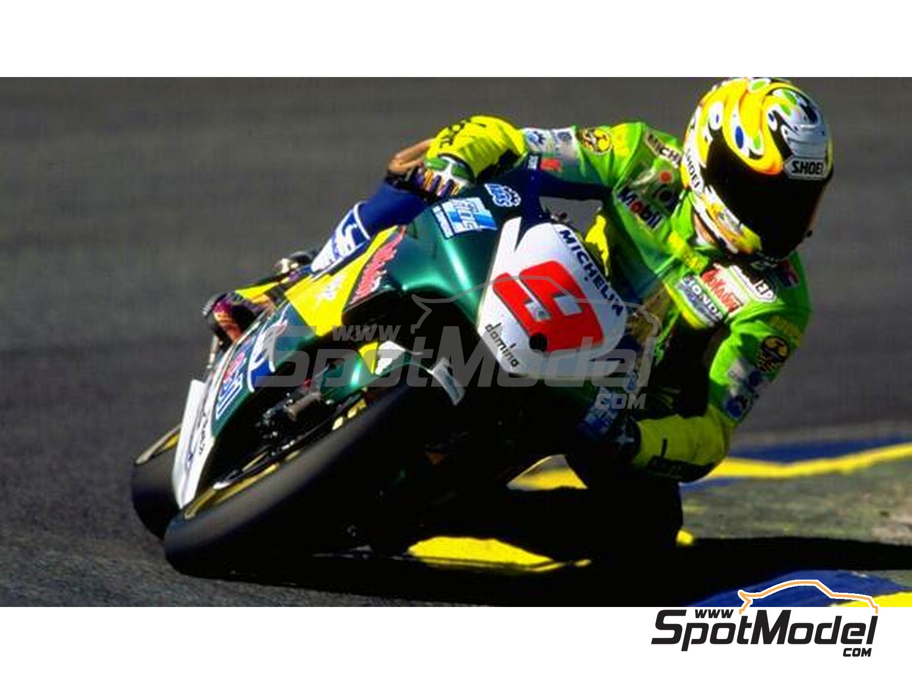 Image 3: Honda NSR500 Honda Gresini Team sponsored by Mobil - Motorcycle World Championship 1998 | Marking / livery in 1/12 scale , designed by screendesign  and  manufactured by Print Lab Decals (ref.&nbsp;PLB2-932668)