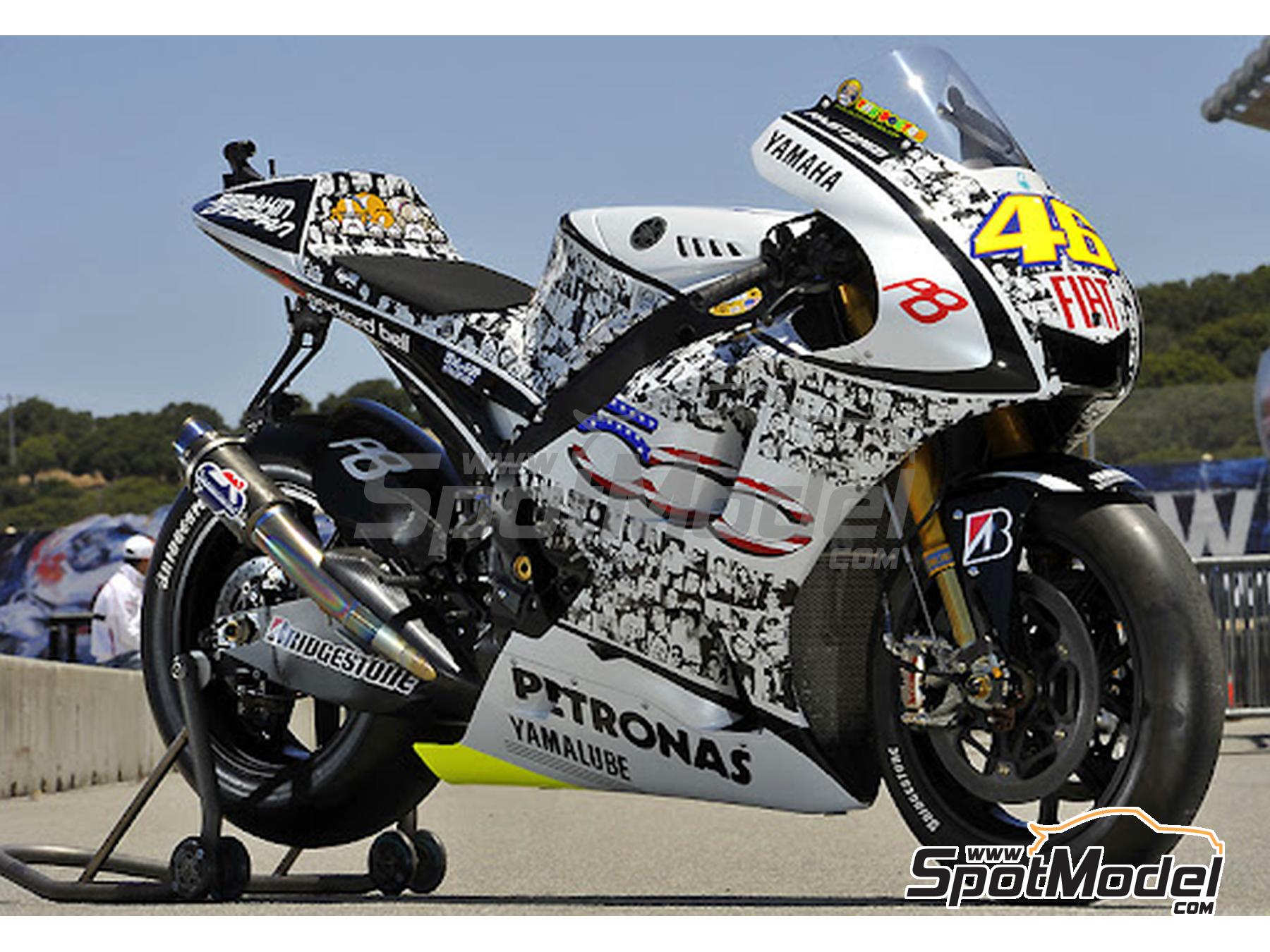 Image 2: Yamaha YZR-M1 Fiat Yamaha Team sponsored by Petronas - Laguna Seca Moto GP Grand Prix 2009 | Marking / livery in 1/12 scale , designed by Screendesign  and  manufactured by Print Lab Decals (ref.&nbsp;PLB2-948019)