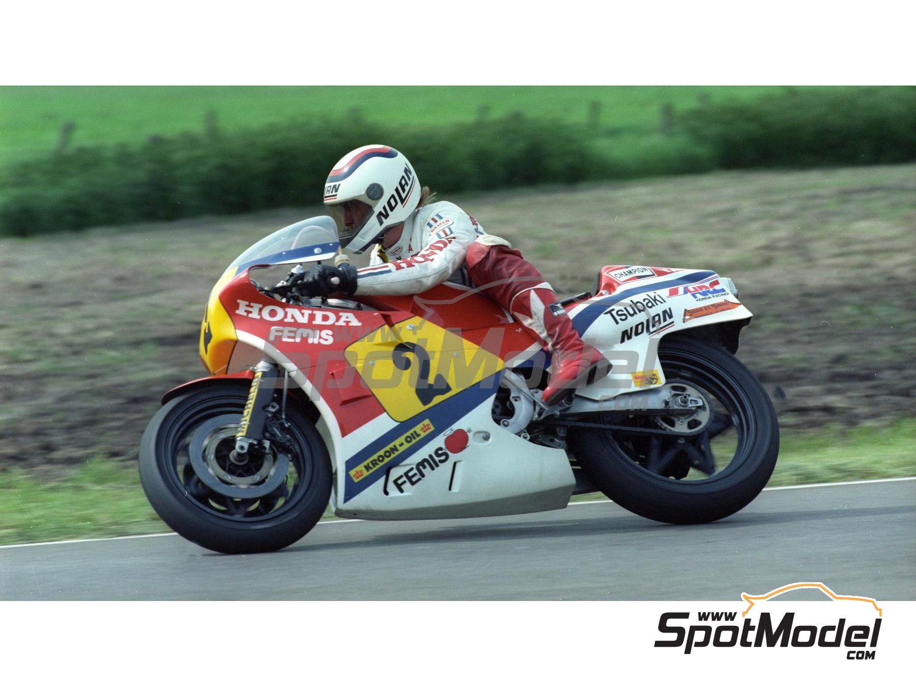 Image 1: Honda RS 500 sponsored by Tsubaki - Motorcycle World Championship 1983 | Marking / livery in 1/12 scale , designed by Screendesign  and  manufactured by Print Lab Decals (ref. PLB2-959906)