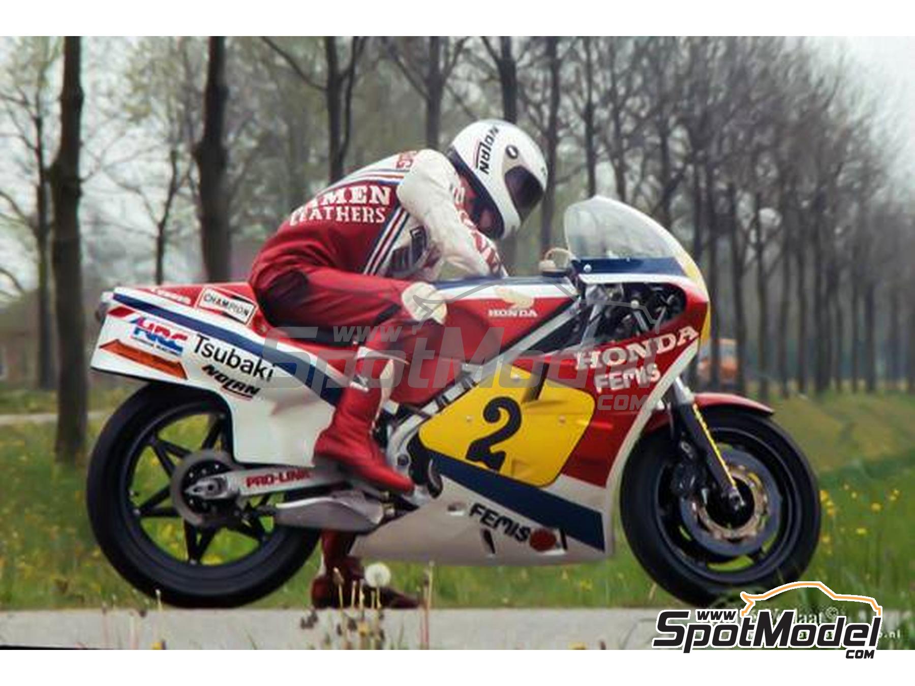 Image 3: Honda RS 500 sponsored by Tsubaki - Motorcycle World Championship 1983 | Marking / livery in 1/12 scale , designed by Screendesign  and  manufactured by Print Lab Decals (ref. PLB2-959906)