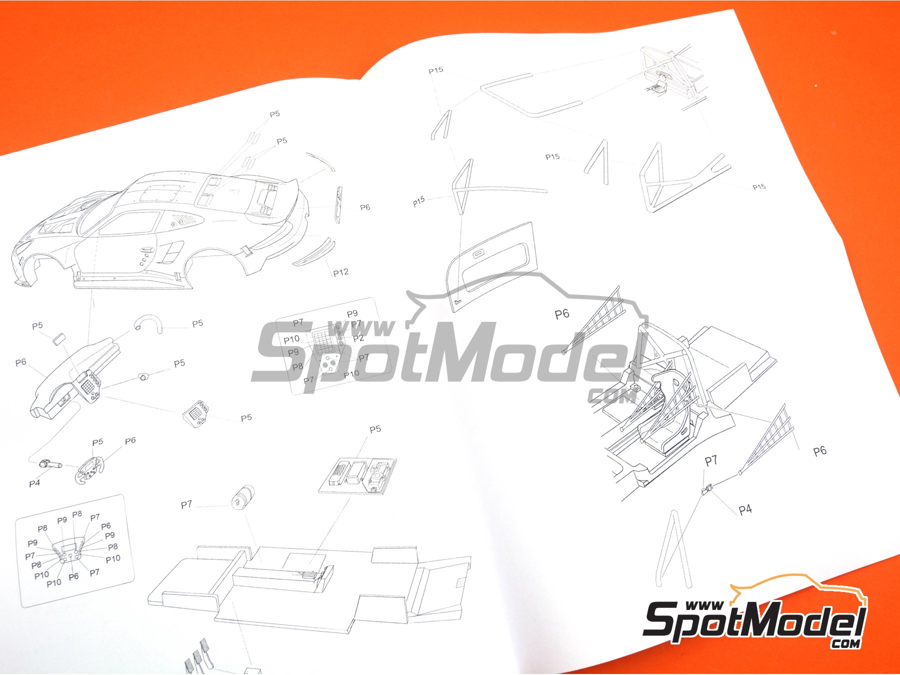 Image 15: Porsche 911 RSR Porsche Motorsport GT Team sponsored by Pink Pig - 12 Hours Sebring, 24 Hours Le Mans 2018 | Car scale model kit in 1/12 scale manufactured by Profil24 (ref. P1208K)