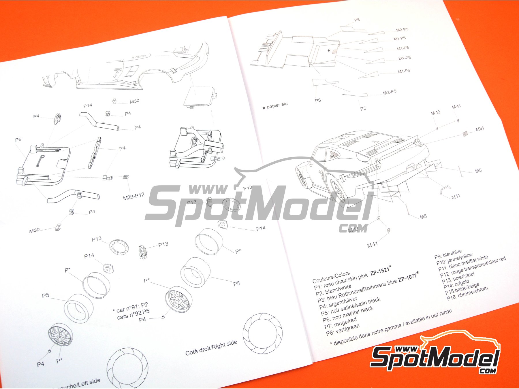 Image 16: Porsche 911 RSR Porsche Motorsport GT Team sponsored by Pink Pig - 12 Hours Sebring, 24 Hours Le Mans 2018 | Car scale model kit in 1/12 scale manufactured by Profil24 (ref. P1208K)
