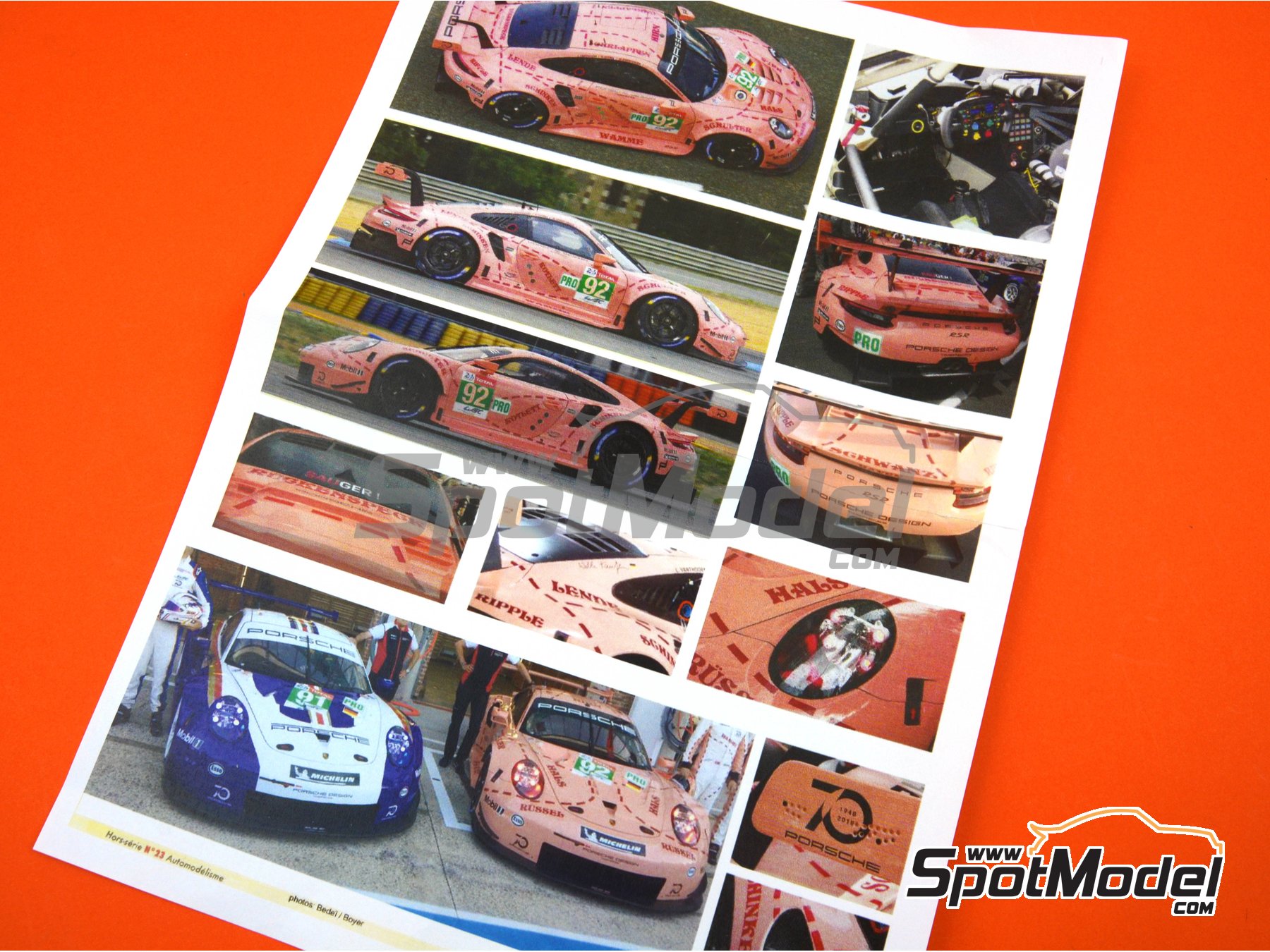 Image 18: Porsche 911 RSR Porsche Motorsport GT Team sponsored by Pink Pig - 12 Hours Sebring, 24 Hours Le Mans 2018 | Car scale model kit in 1/12 scale manufactured by Profil24 (ref. P1208K)