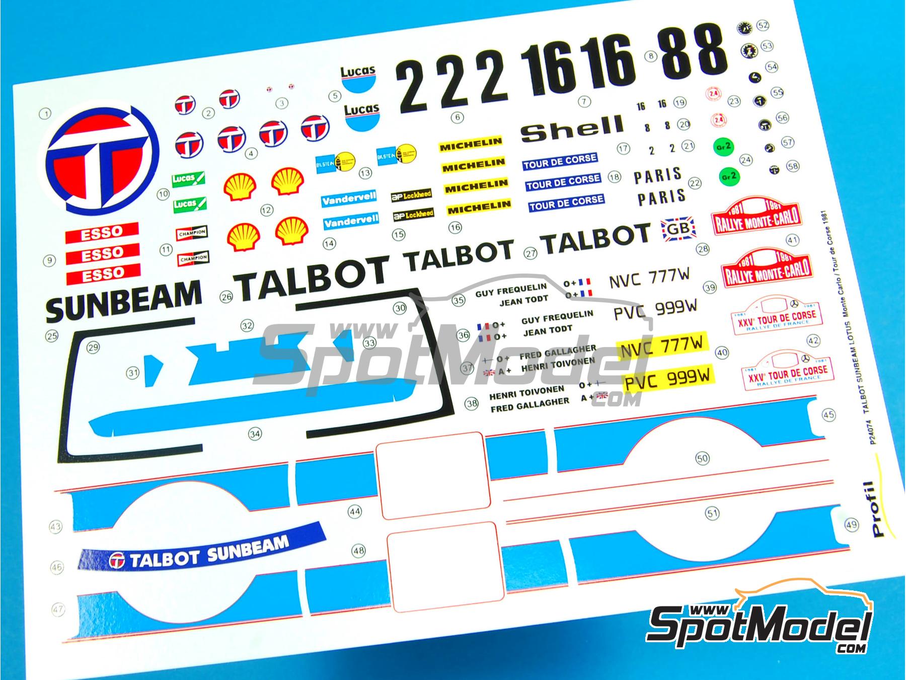 Talbot Model Kit Profil24 P24074K: Car scale model kit 1/24 scale - Talbot Lotus Sunbeam ...