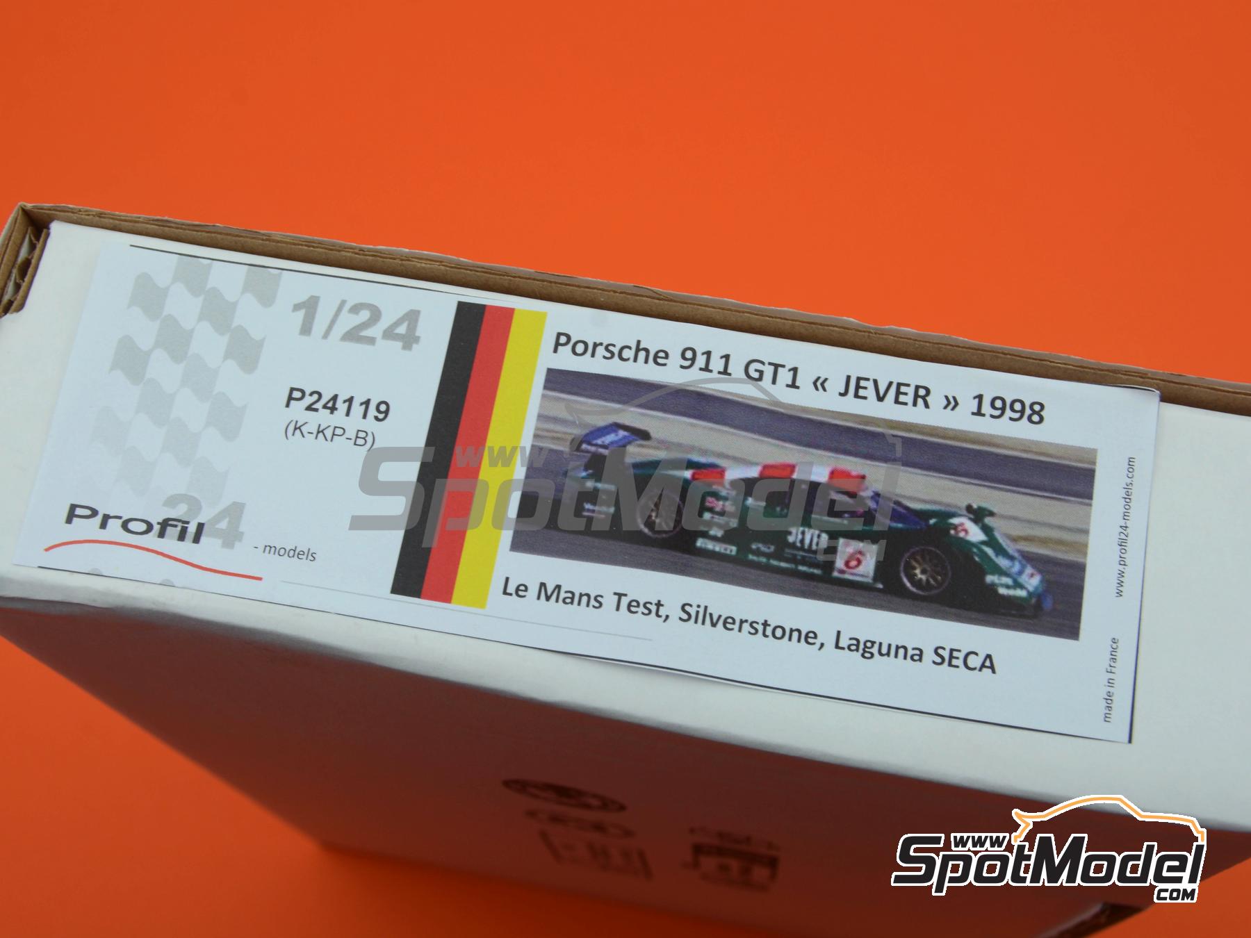 Image 2: Porsche 911 GT1 98 Equipo Zakspeed Racing patrocinado por Jever - 6 Horas de Silverstone, Tests de las 24 Horas de Le Mans, Laguna Seca 1998 | Maqueta de coche en escala&nbsp;1/24 fabricado por Profil24 (ref.&nbsp;P24119K)