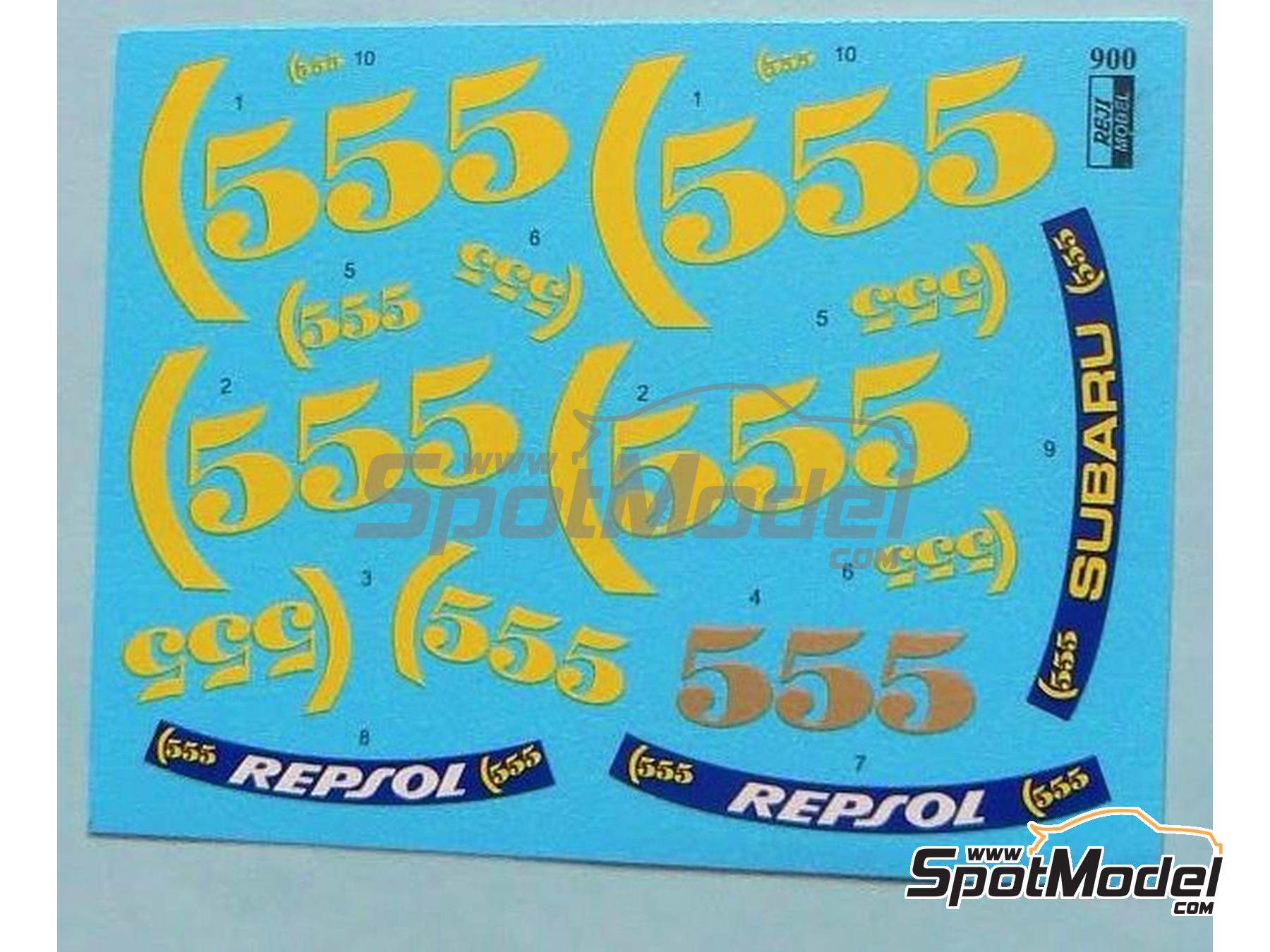Image 1: Subaru Legacy / Impreza Grupo A patrocinado por 555 | Logotipos en escala&nbsp;1/24 fabricado por Reji Model (ref.&nbsp;REJI-006, tambien 006)