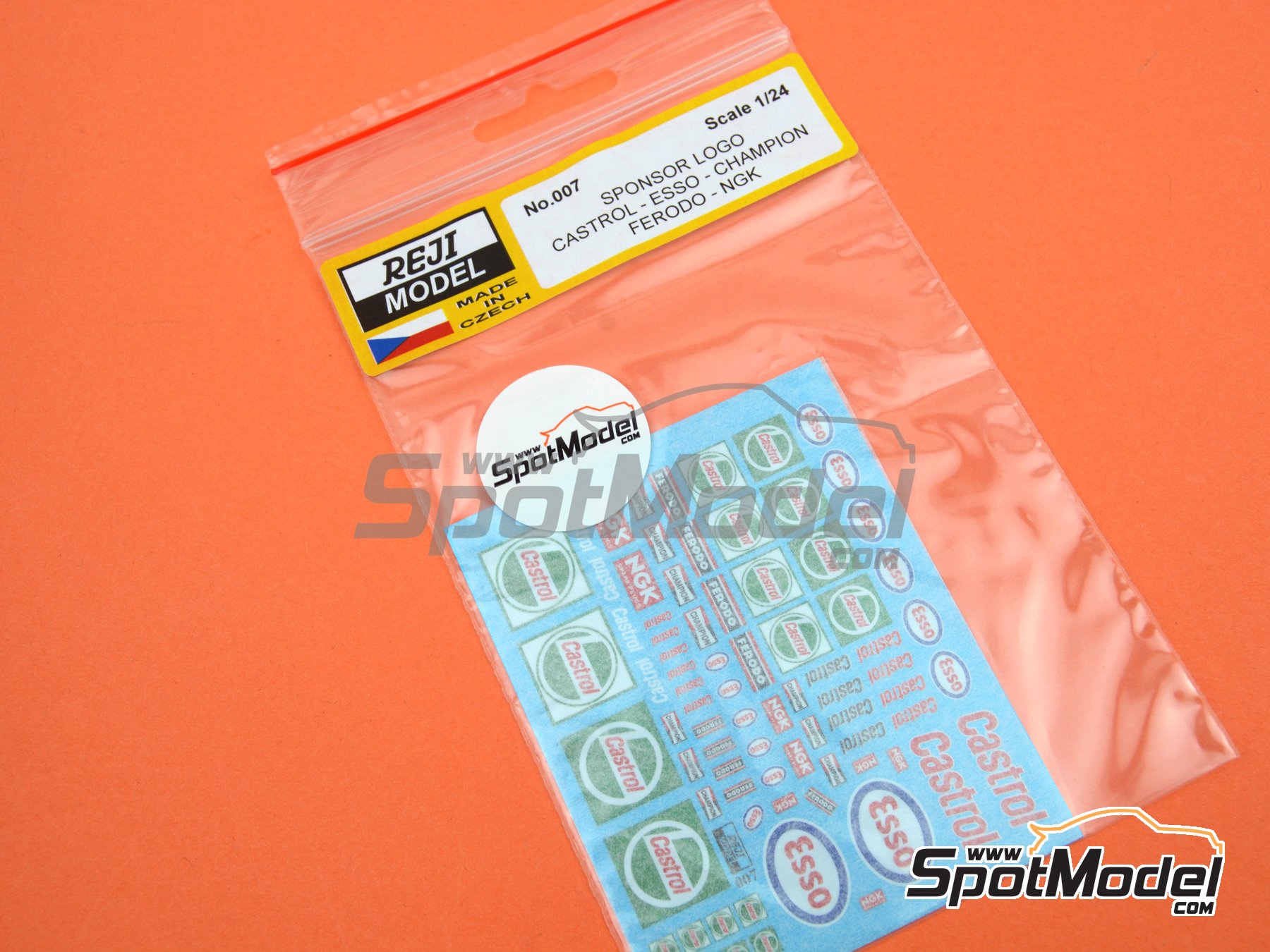 Image 4: Castrol, Esso, Champion, NGK, Ferodo | Logotypes in 1/24 scale manufactured by Reji Model (ref.&nbsp;REJI-007, also 007 and REJI007)