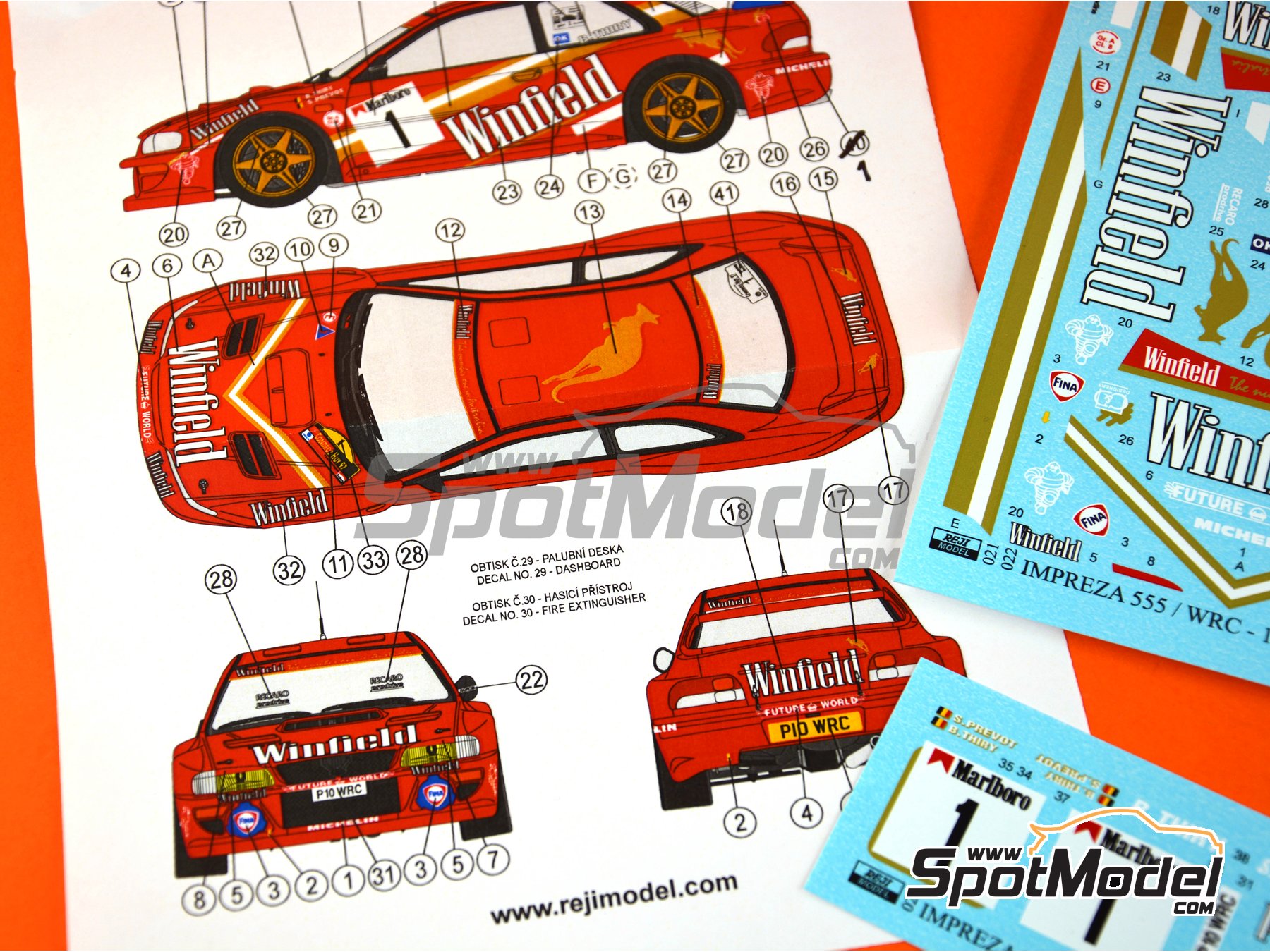 Image 2: Subaru Impreza WRC patrocinado por Winfield - Rally Condroz de B&eacute;lgica - Rallye du Condroz 1997 | Decoraci&oacute;n en escala&nbsp;1/24 fabricado por Reji Model (ref.&nbsp;REJI-022, tambien 022)