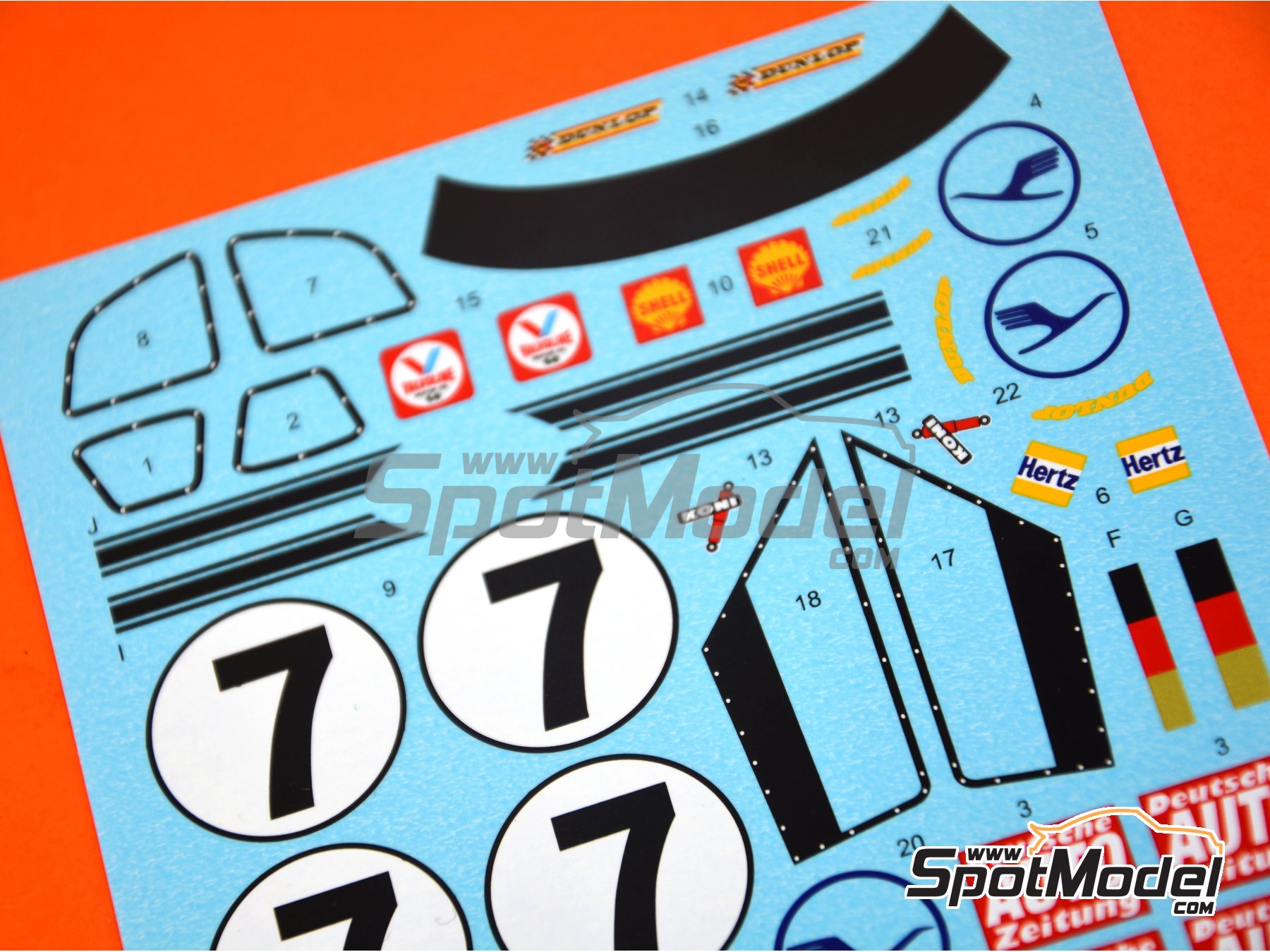 Image 1: Ford GT40 Mk II sponsored by Auto Zeitung - Watkins Glen 6 Hours 1969 | Marking / livery in 1/24 scale manufactured by Reji Model (ref. REJI-057, also 057)