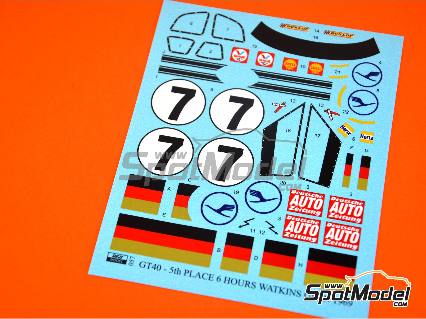 Image 3: Ford GT40 Mk II sponsored by Auto Zeitung - Watkins Glen 6 Hours 1969 | Marking / livery in 1/24 scale manufactured by Reji Model (ref. REJI-057, also 057)