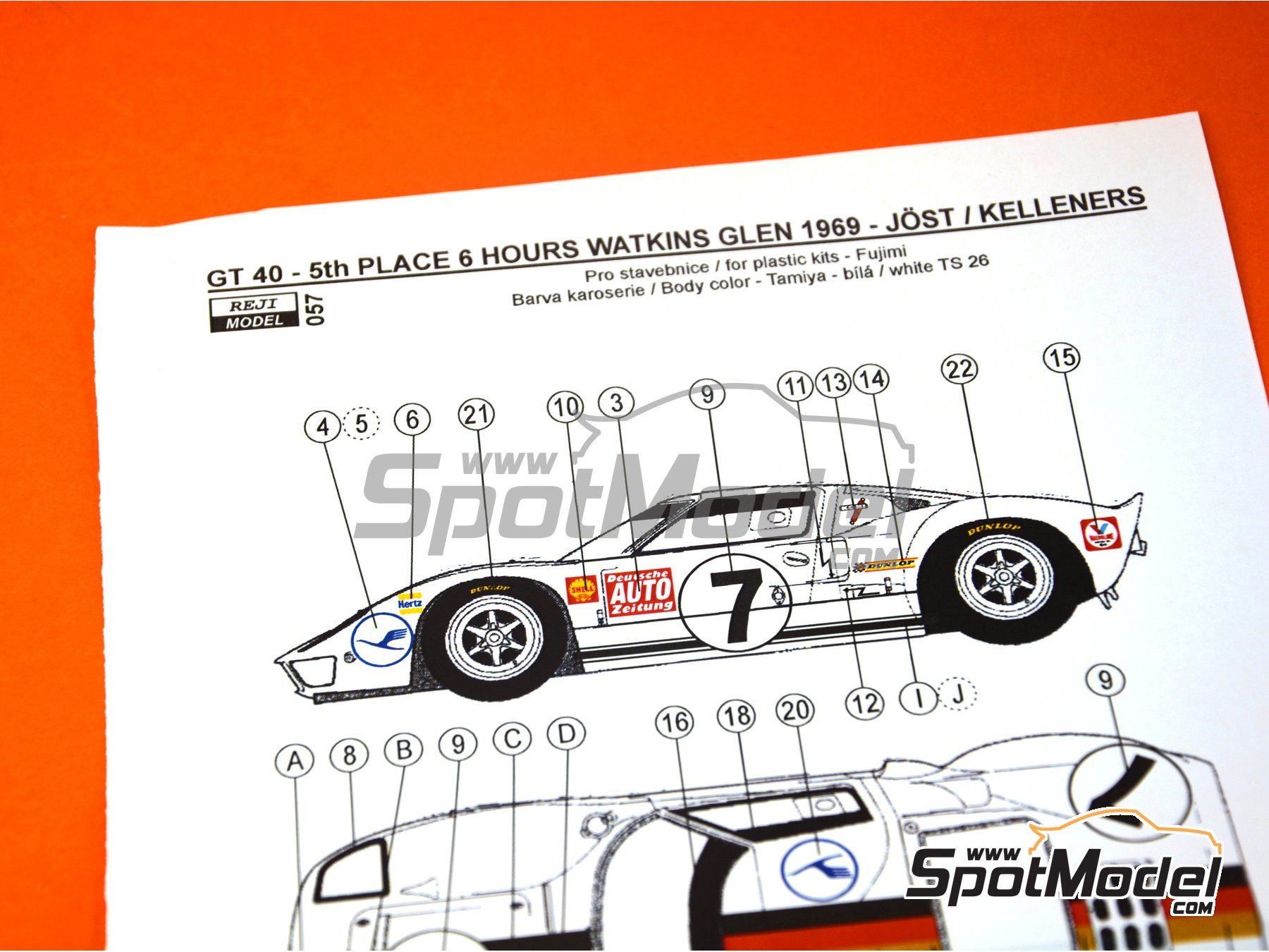 Image 4: Ford GT40 Mk II sponsored by Auto Zeitung - Watkins Glen 6 Hours 1969 | Marking / livery in 1/24 scale manufactured by Reji Model (ref. REJI-057, also 057)