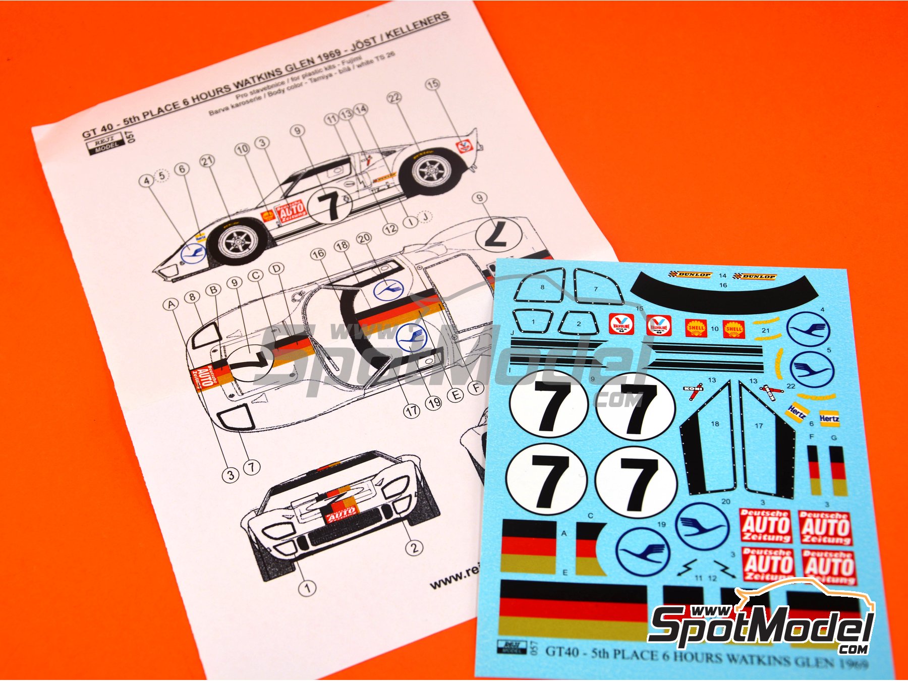 Image 6: Ford GT40 Mk II sponsored by Auto Zeitung - Watkins Glen 6 Hours 1969 | Marking / livery in 1/24 scale manufactured by Reji Model (ref. REJI-057, also 057)