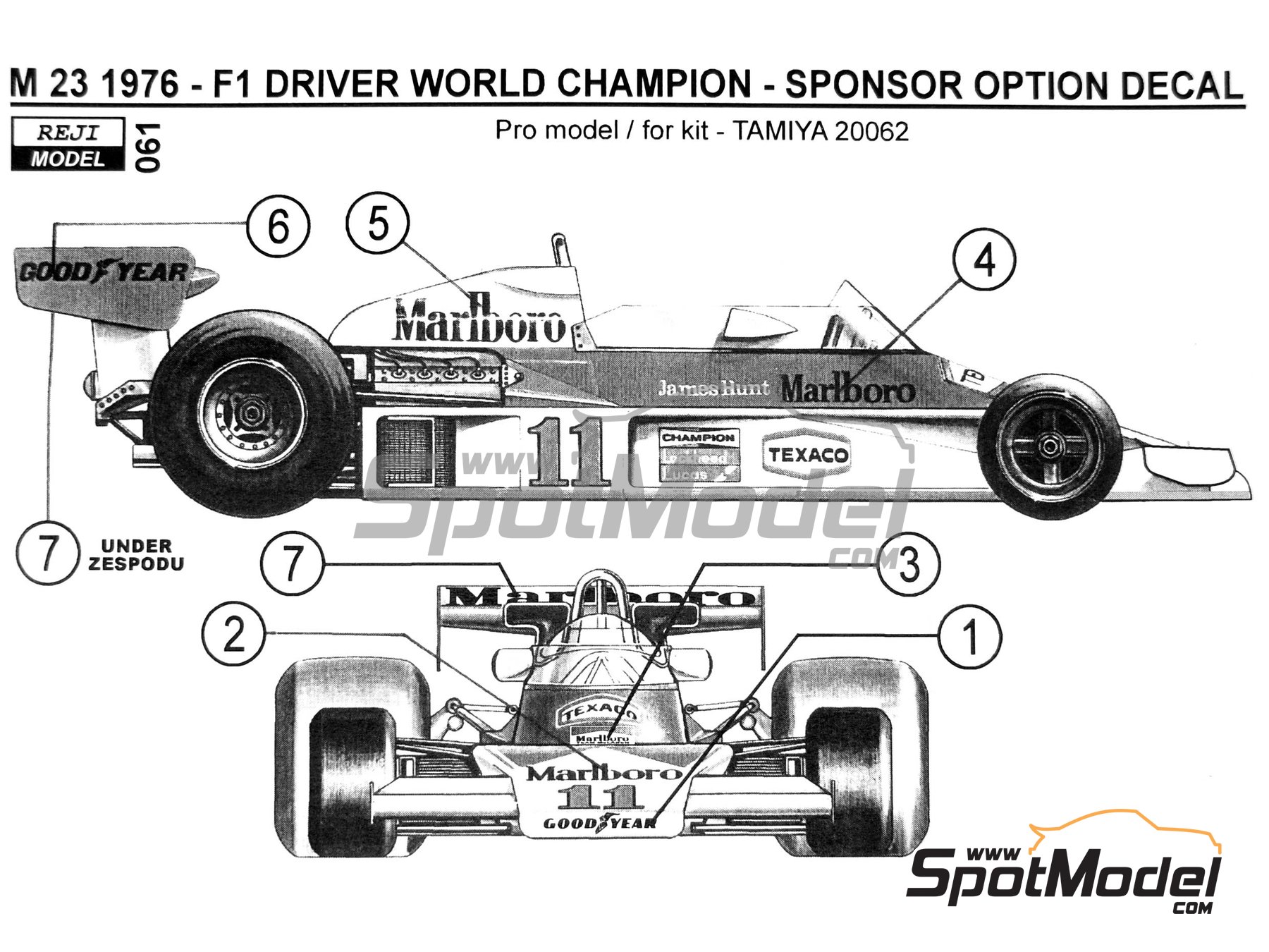 1/12 McLaren Ford M23 Tobacco F1 74' Option Decal for Tamiya