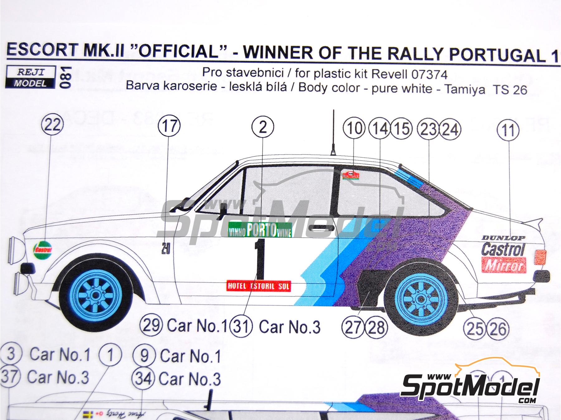 Image 4: Ford Escort Mk. II RS 1800 sponsored by Castrol - Portugal Rally - Vinho do Porto 1979 | Marking / livery in 1/24 scale manufactured by Reji Model (ref.&nbsp;REJI-081, also 081)