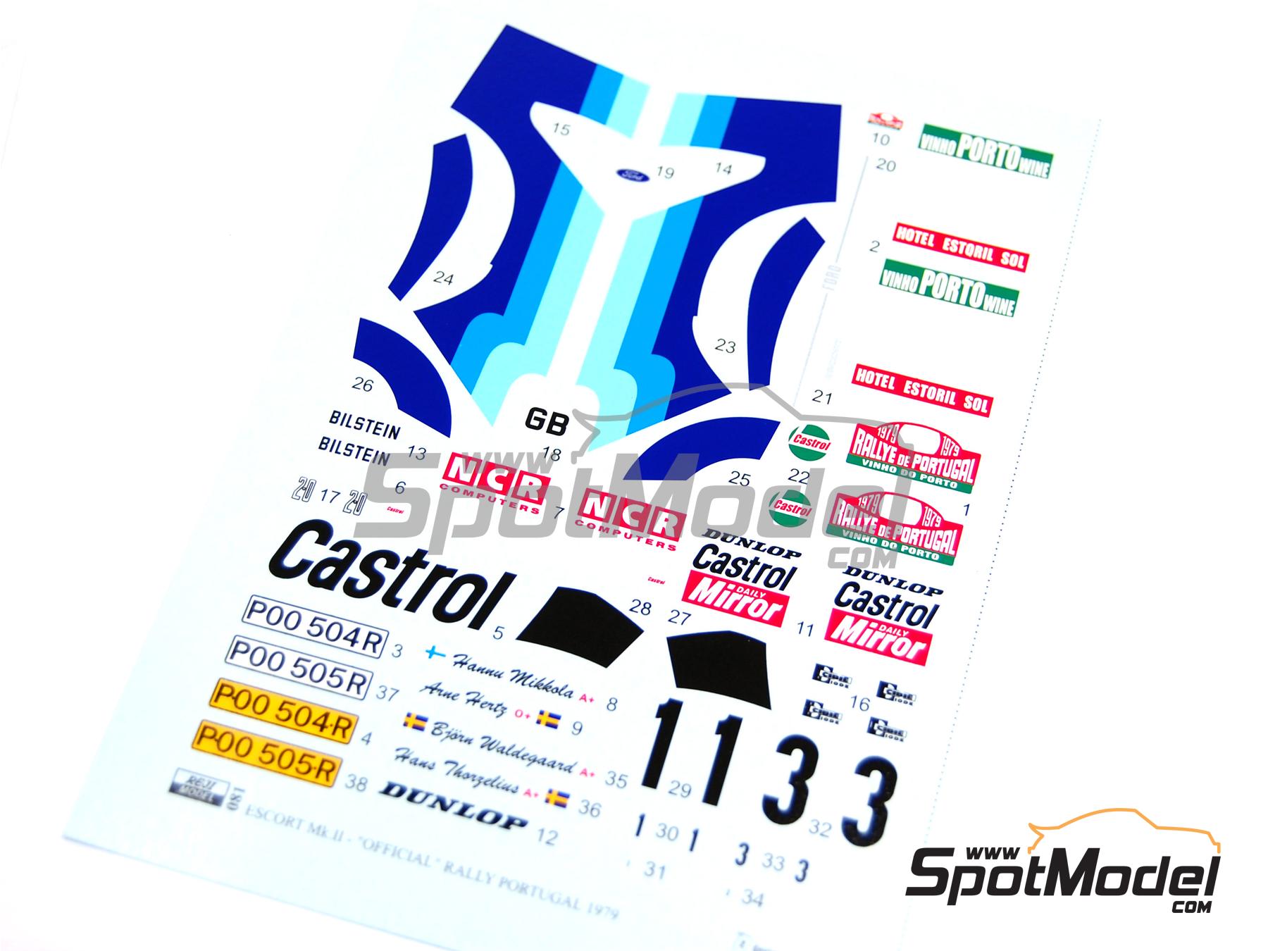 Image 8: Ford Escort Mk. II RS 1800 sponsored by Castrol - Portugal Rally - Vinho do Porto 1979 | Marking / livery in 1/24 scale manufactured by Reji Model (ref.&nbsp;REJI-081, also 081)