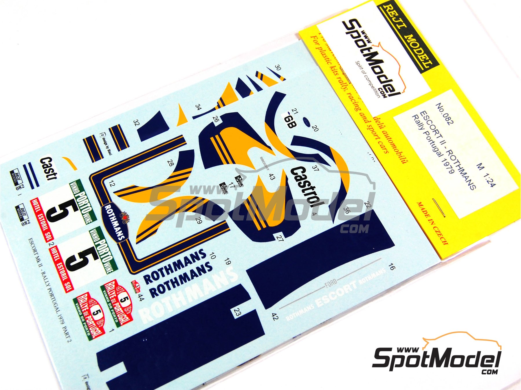 Image 2: Ford Escort Mk. II RS 1800 sponsored by Rothmans - Portugal Rally - Vinho do Porto 1979 | Marking / livery in 1/24 scale manufactured by Reji Model (ref.&nbsp;REJI-082, also 082)