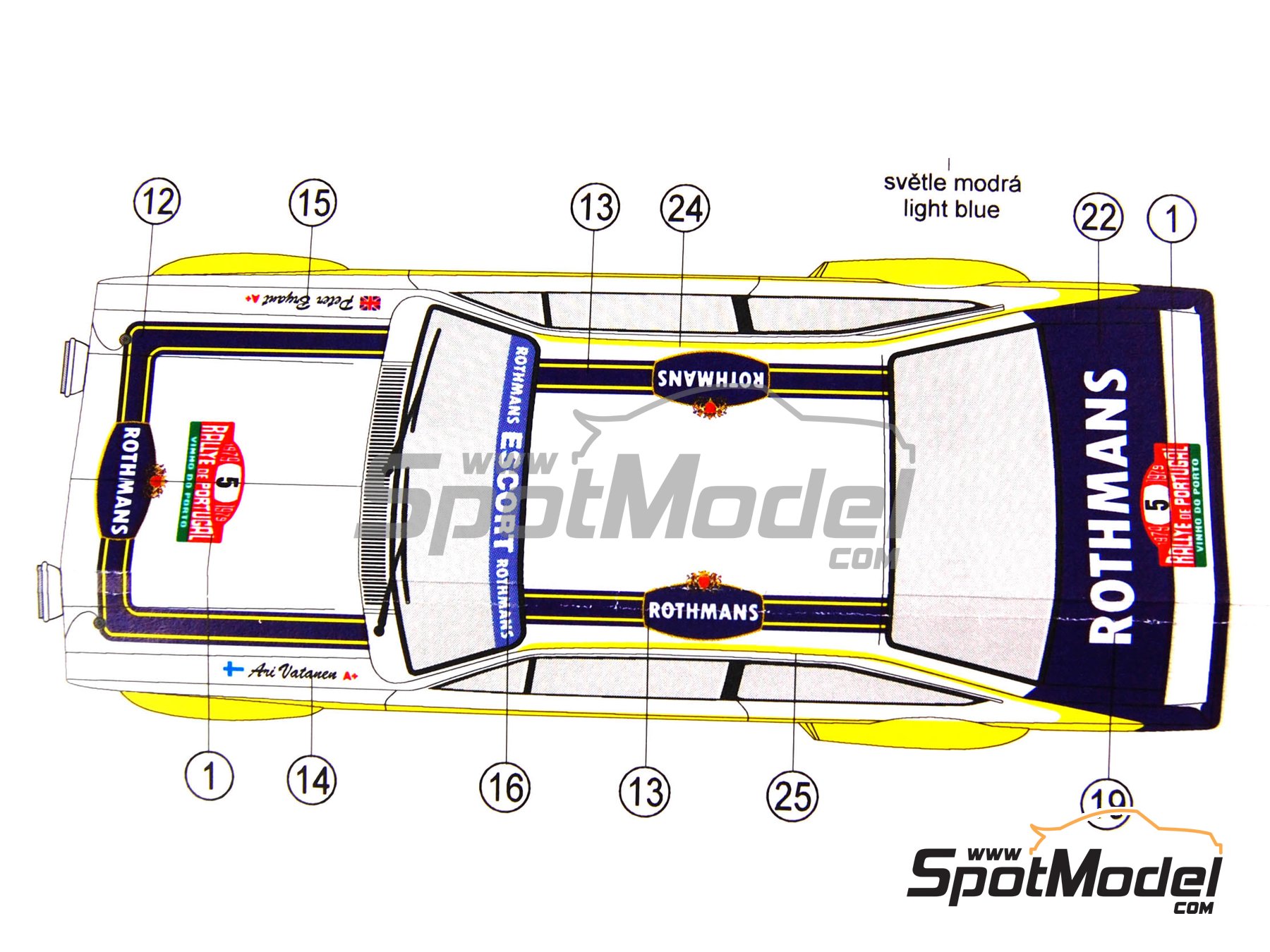 Image 3: Ford Escort Mk. II RS 1800 sponsored by Rothmans - Portugal Rally - Vinho do Porto 1979 | Marking / livery in 1/24 scale manufactured by Reji Model (ref.&nbsp;REJI-082, also 082)