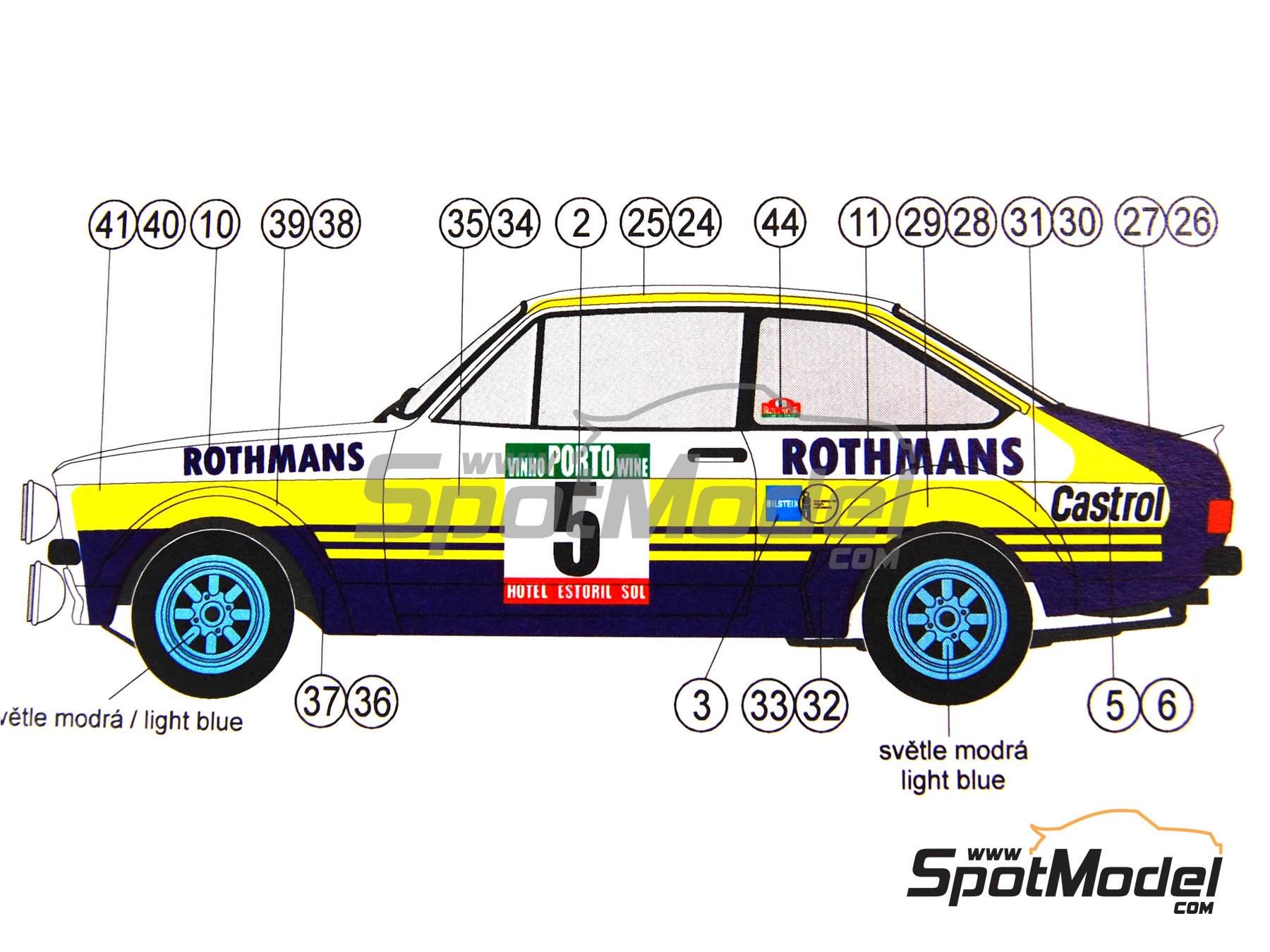 Image 4: Ford Escort Mk. II RS 1800 sponsored by Rothmans - Portugal Rally - Vinho do Porto 1979 | Marking / livery in 1/24 scale manufactured by Reji Model (ref.&nbsp;REJI-082, also 082)