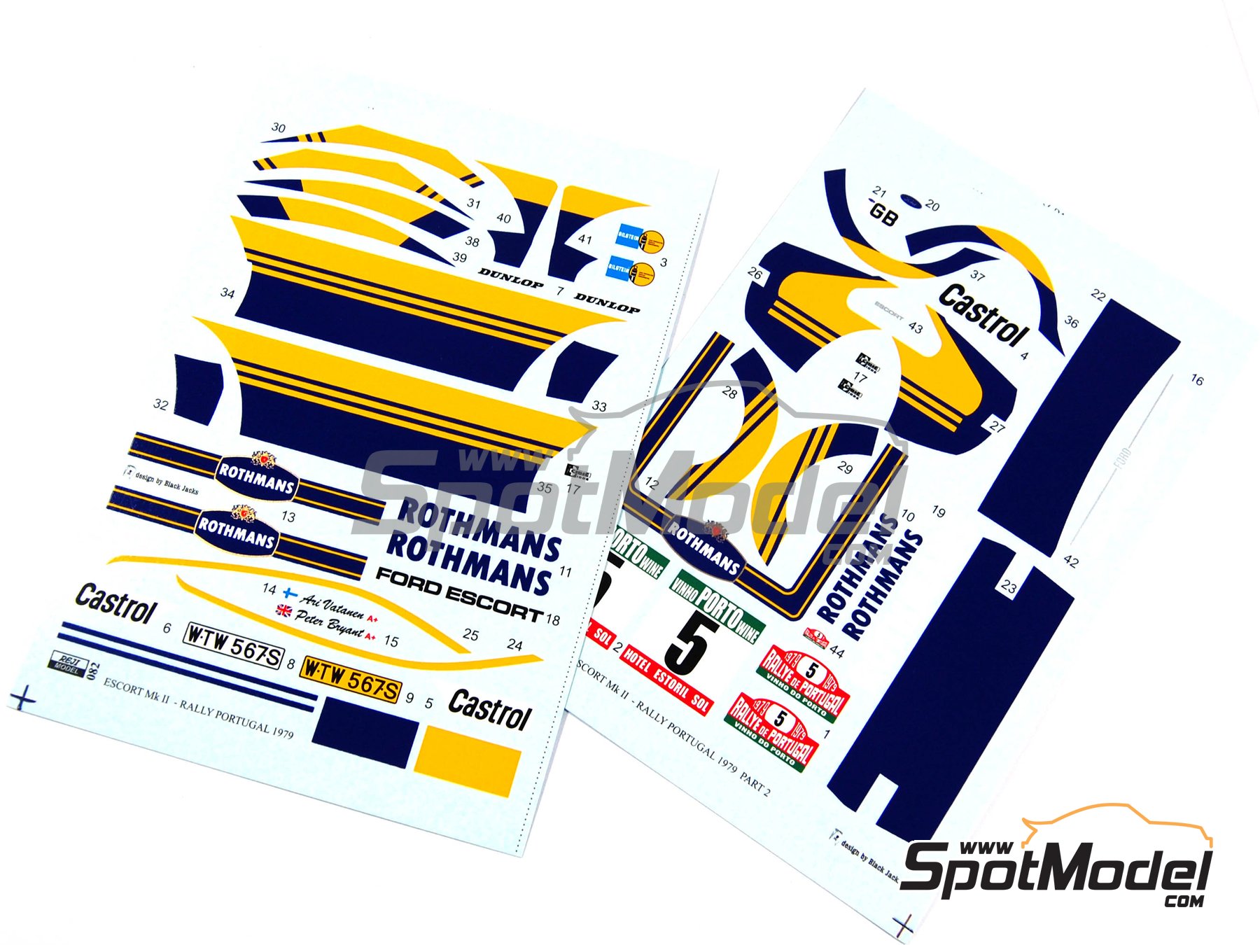 Image 5: Ford Escort Mk. II RS 1800 sponsored by Rothmans - Portugal Rally - Vinho do Porto 1979 | Marking / livery in 1/24 scale manufactured by Reji Model (ref.&nbsp;REJI-082, also 082)