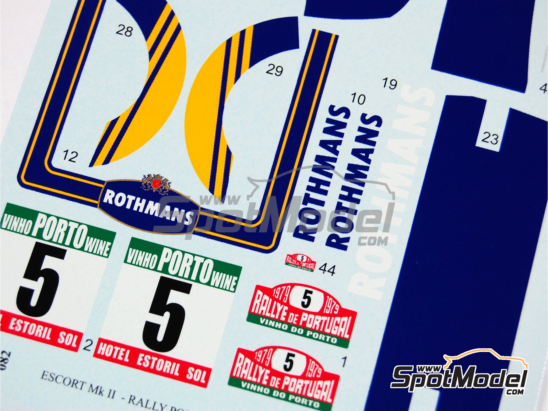 Image 6: Ford Escort Mk. II RS 1800 sponsored by Rothmans - Portugal Rally - Vinho do Porto 1979 | Marking / livery in 1/24 scale manufactured by Reji Model (ref.&nbsp;REJI-082, also 082)