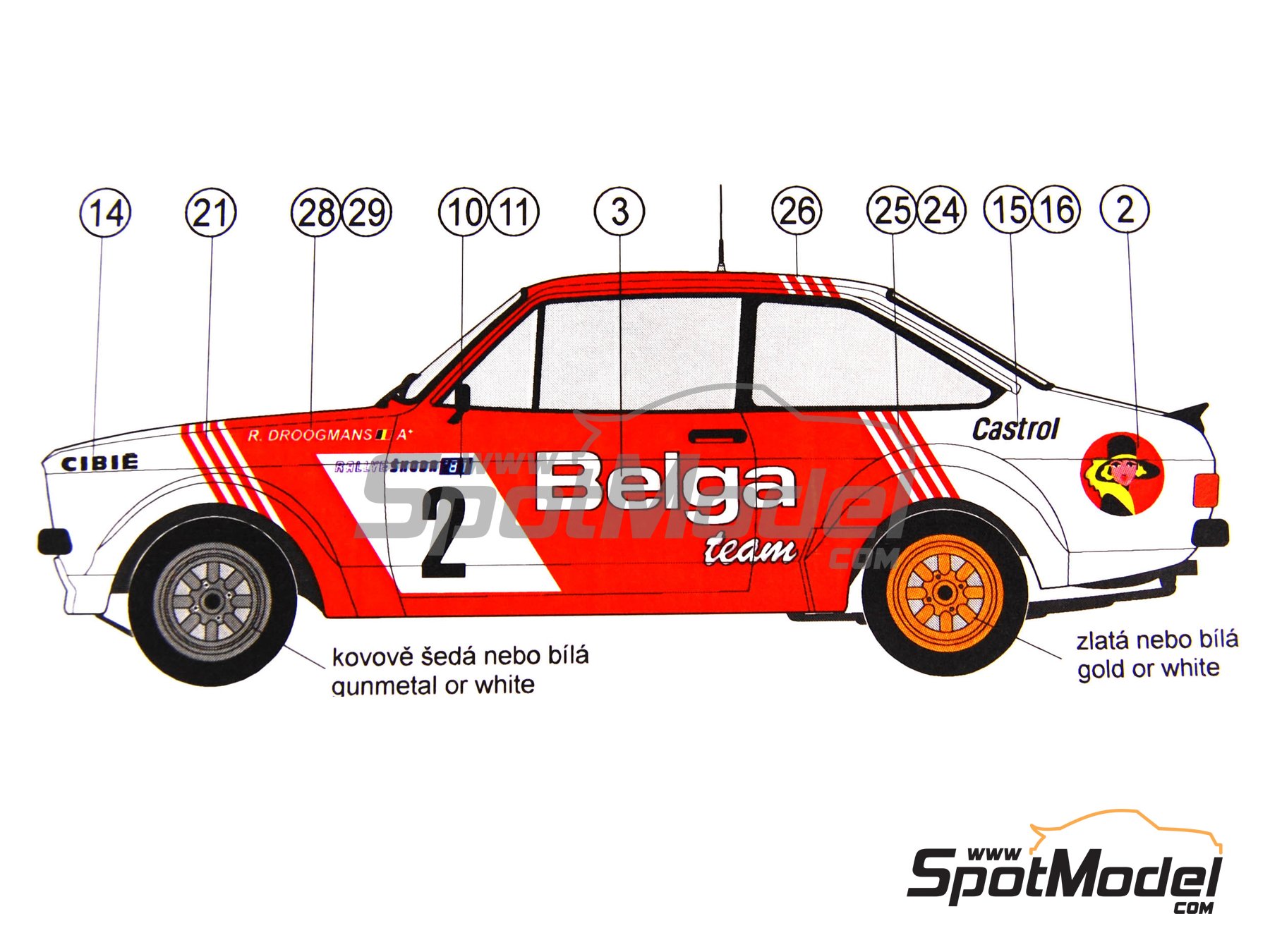 Image 3: Ford Escort Mk II RS 1800 sponsored by Belga - Skoda Rally 1981 | Marking / livery in 1/24 scale manufactured by Reji Model (ref.&nbsp;REJI-083, also 083)