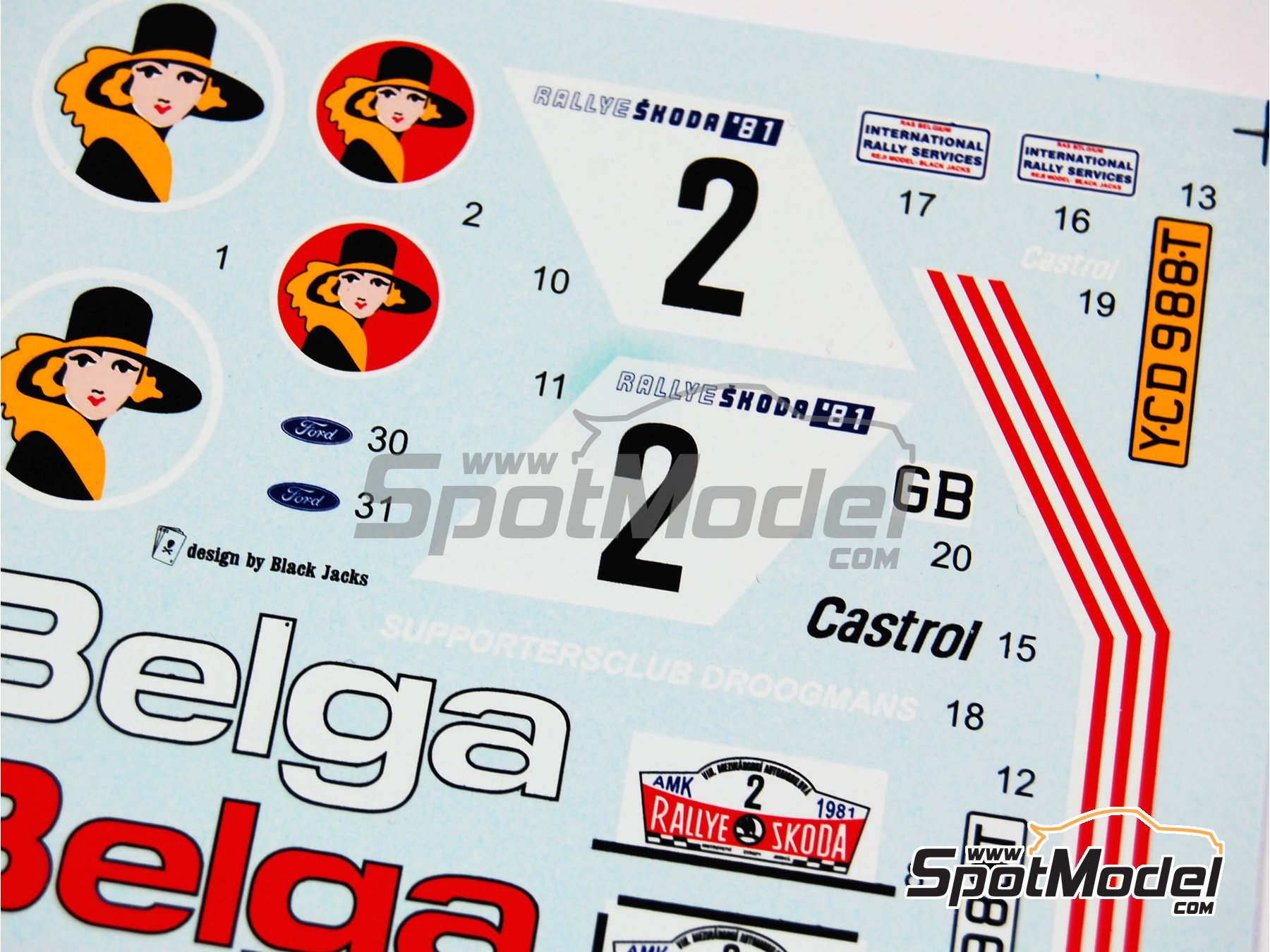 Image 5: Ford Escort Mk II RS 1800 sponsored by Belga - Skoda Rally 1981 | Marking / livery in 1/24 scale manufactured by Reji Model (ref.&nbsp;REJI-083, also 083)