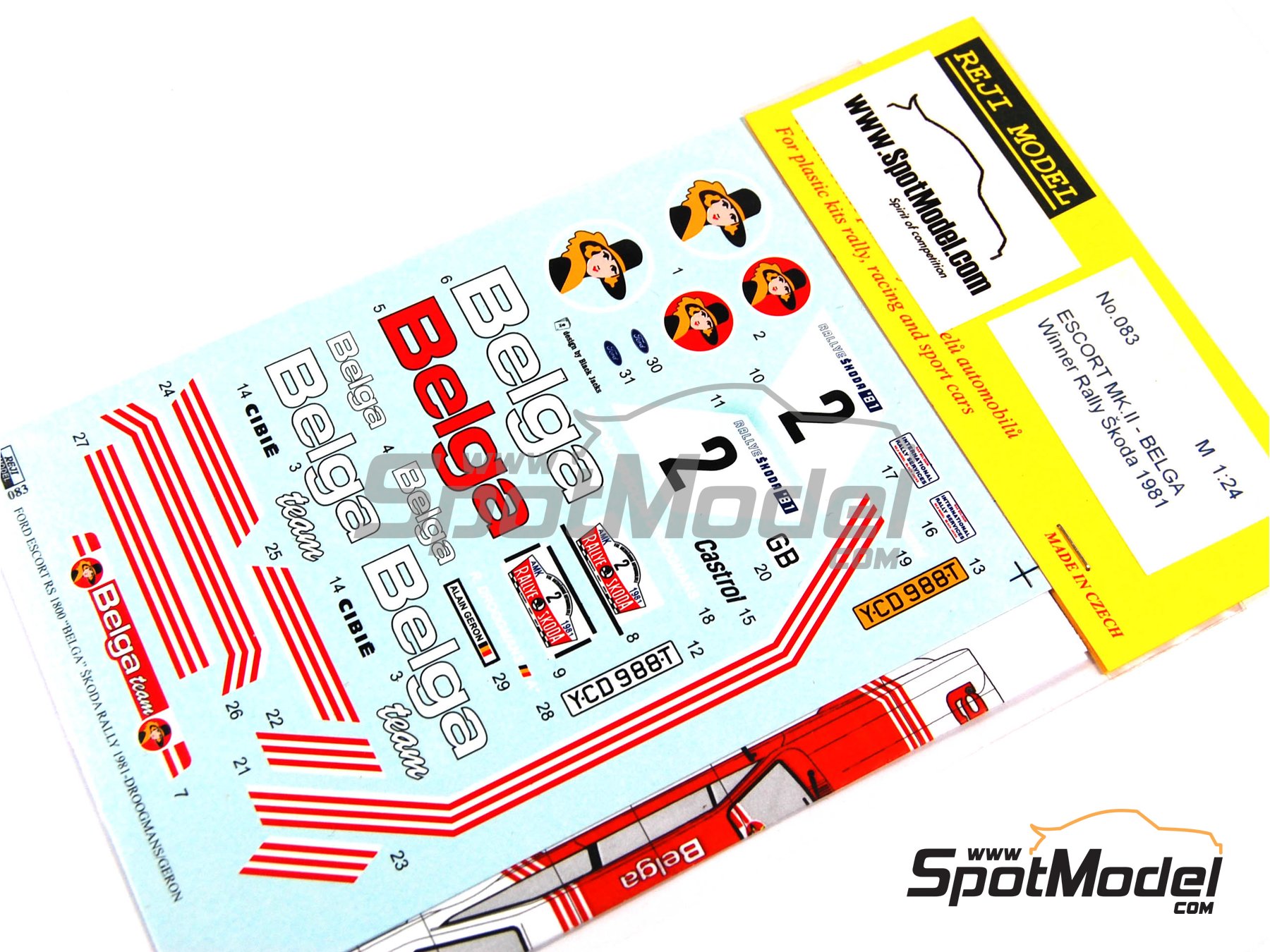 Image 9: Ford Escort Mk II RS 1800 sponsored by Belga - Skoda Rally 1981 | Marking / livery in 1/24 scale manufactured by Reji Model (ref.&nbsp;REJI-083, also 083)