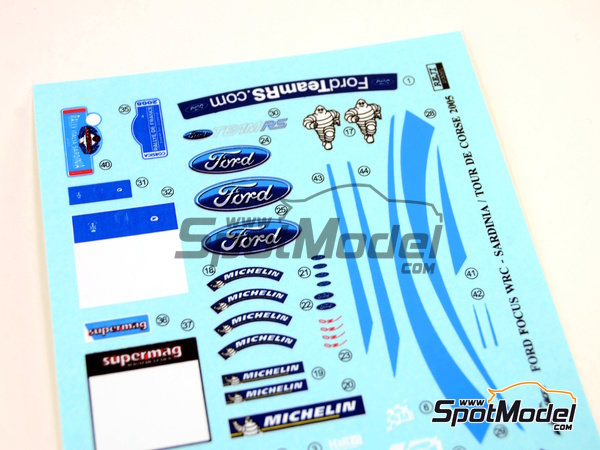 Image 2: Ford Focus WRC patrocinado por Castrol - Rally Tour de Corse, Rally de Cerde&ntilde;a 2005 | Decoraci&oacute;n en escala&nbsp;1/24 fabricado por Reji Model (ref.&nbsp;REJI-085, tambien 085 y 0085)